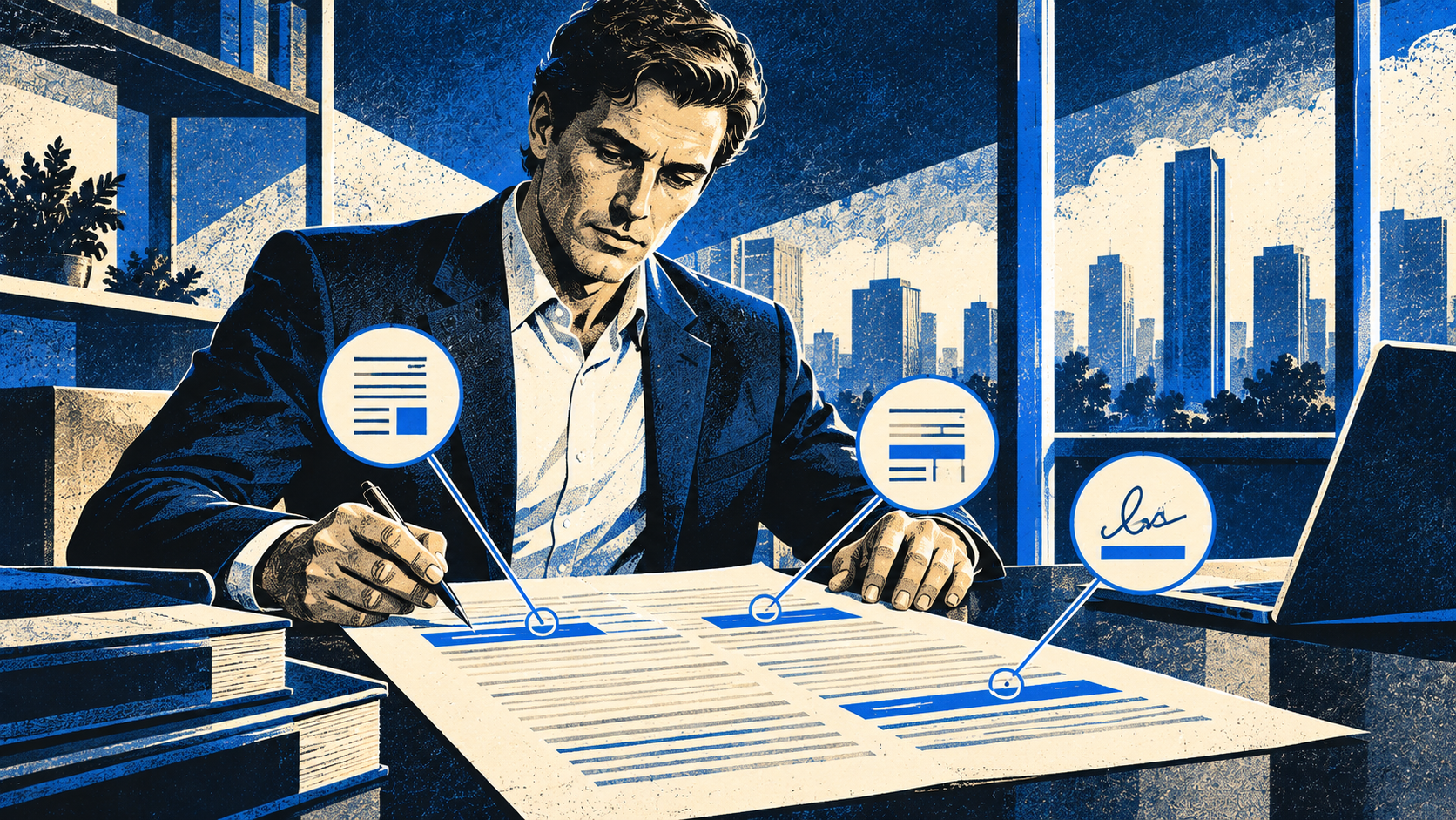 Business agreement is inspected and reinforced at key points before signing.