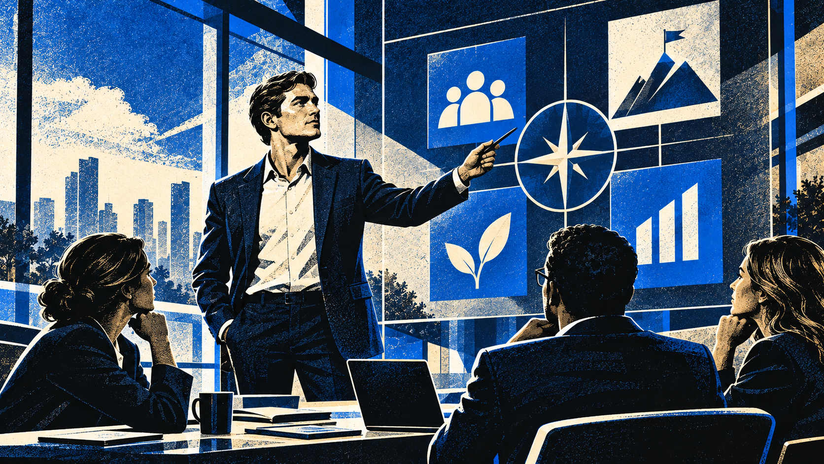 Business team aligns daily decisions around a shared set of guiding values.