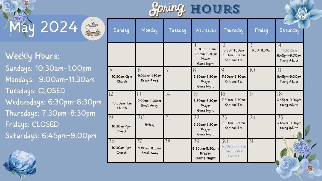 UPDATE! We are changing our hours for Spring/Summer. Things will return to normal in the fall, but with the changing of the seasons we will be changing our hours month to month to best accommodate spring/summer schedules. 
We are so grateful to keep 