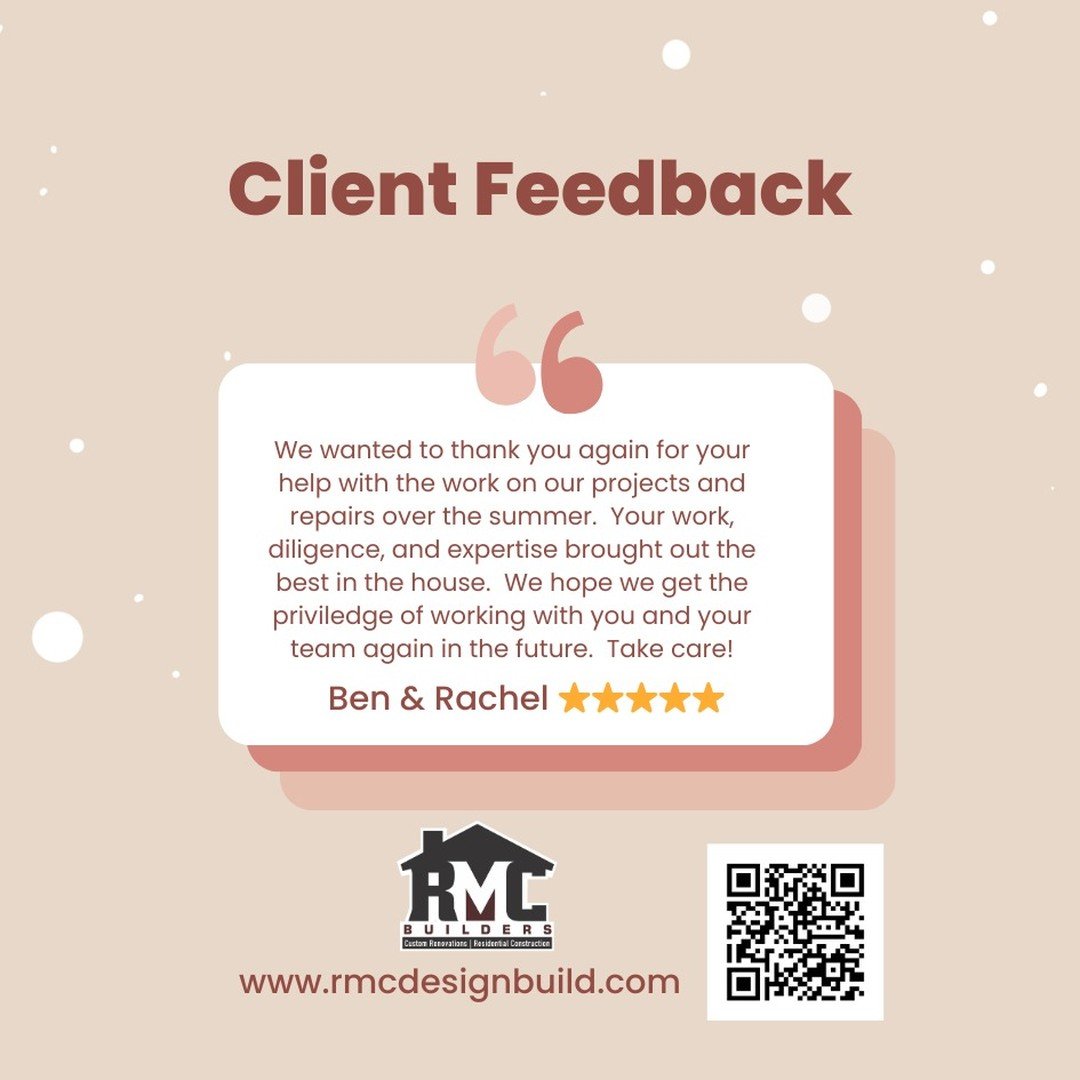 Sharing this fantastic feedback from one of our clients! Their happiness is the best reward for our efforts and passion. At RMC Builders, we believe everyone deserves a comfortable home they can be proud of.

Want to see what we can do for you? Check