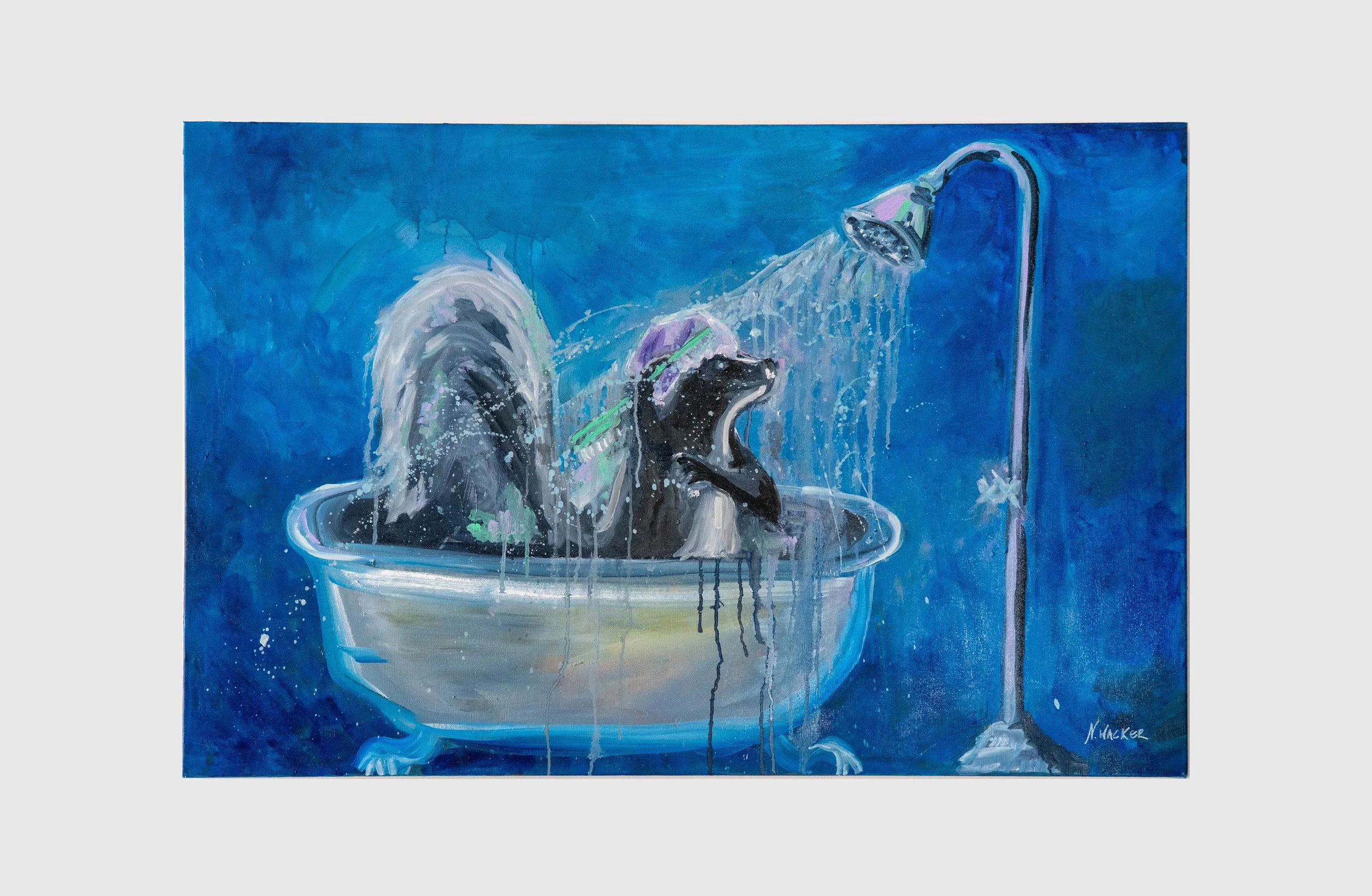 Bath Time (Skunk in the Shower)