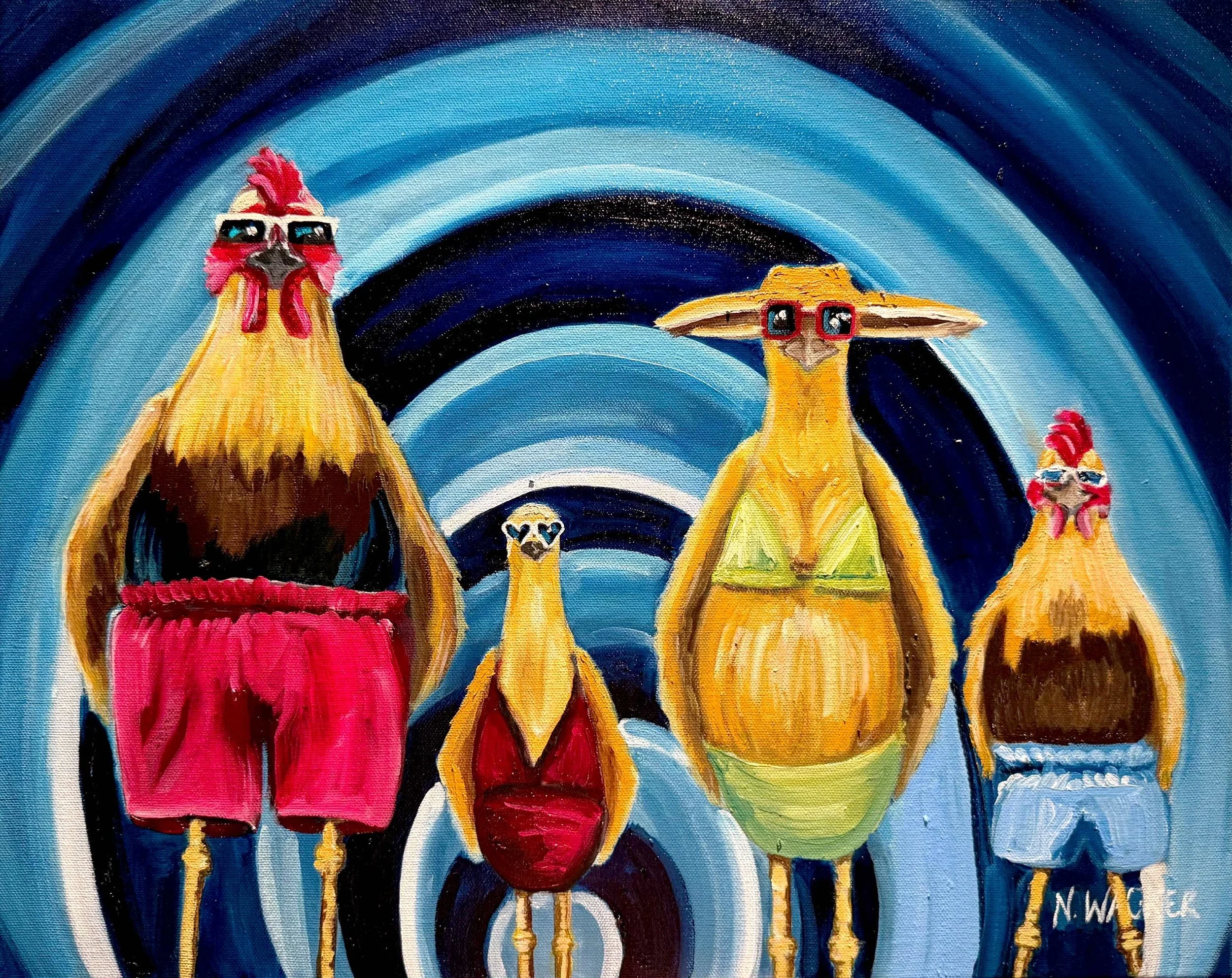 STUPID CHICKENS (16"x20")