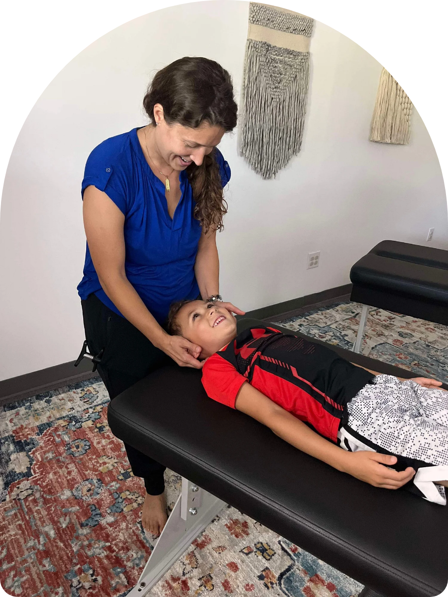 A child receiving a gentle adjustment