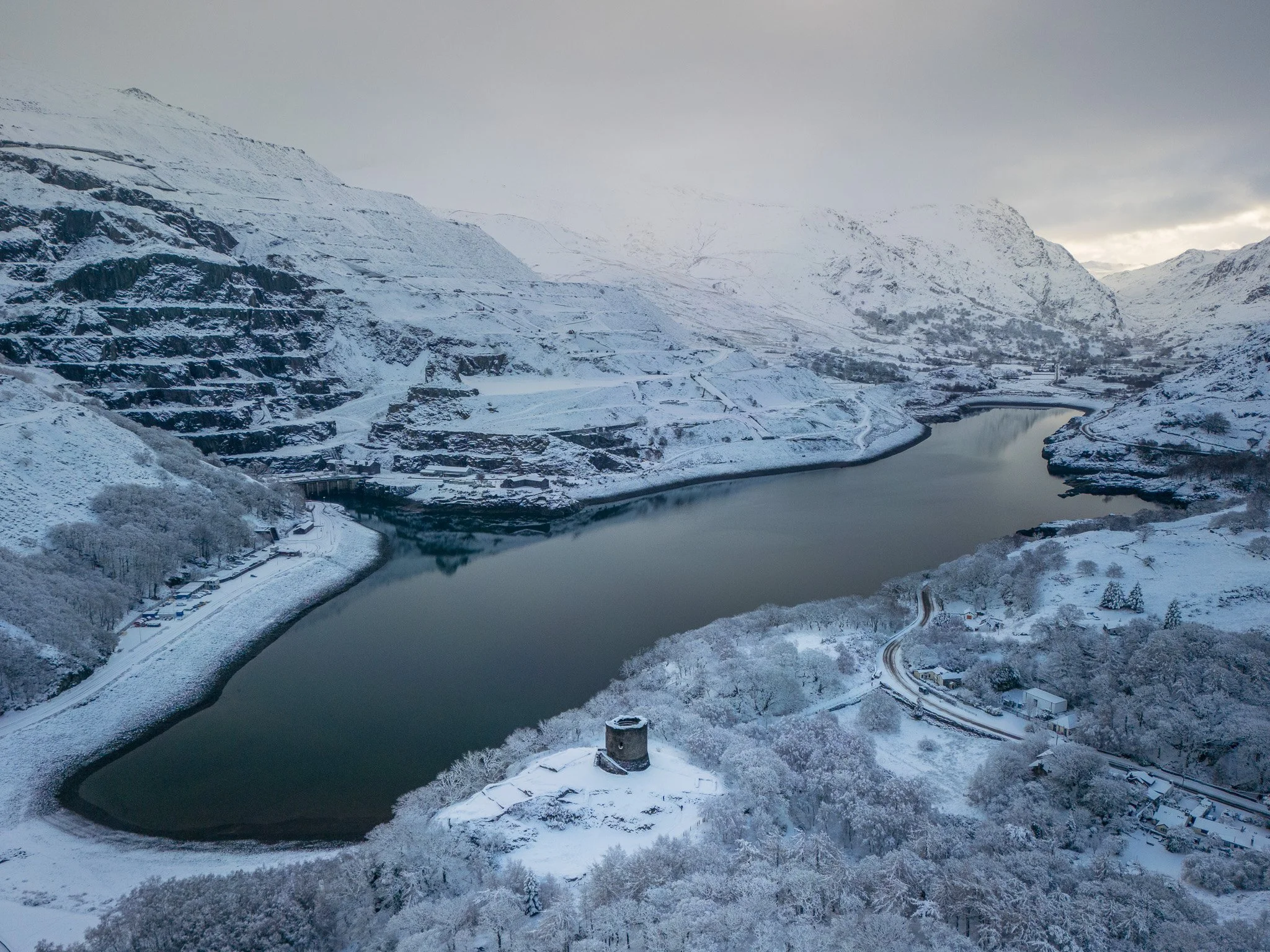Dinorwic, Llyn Peris & Dolbadarn Snow