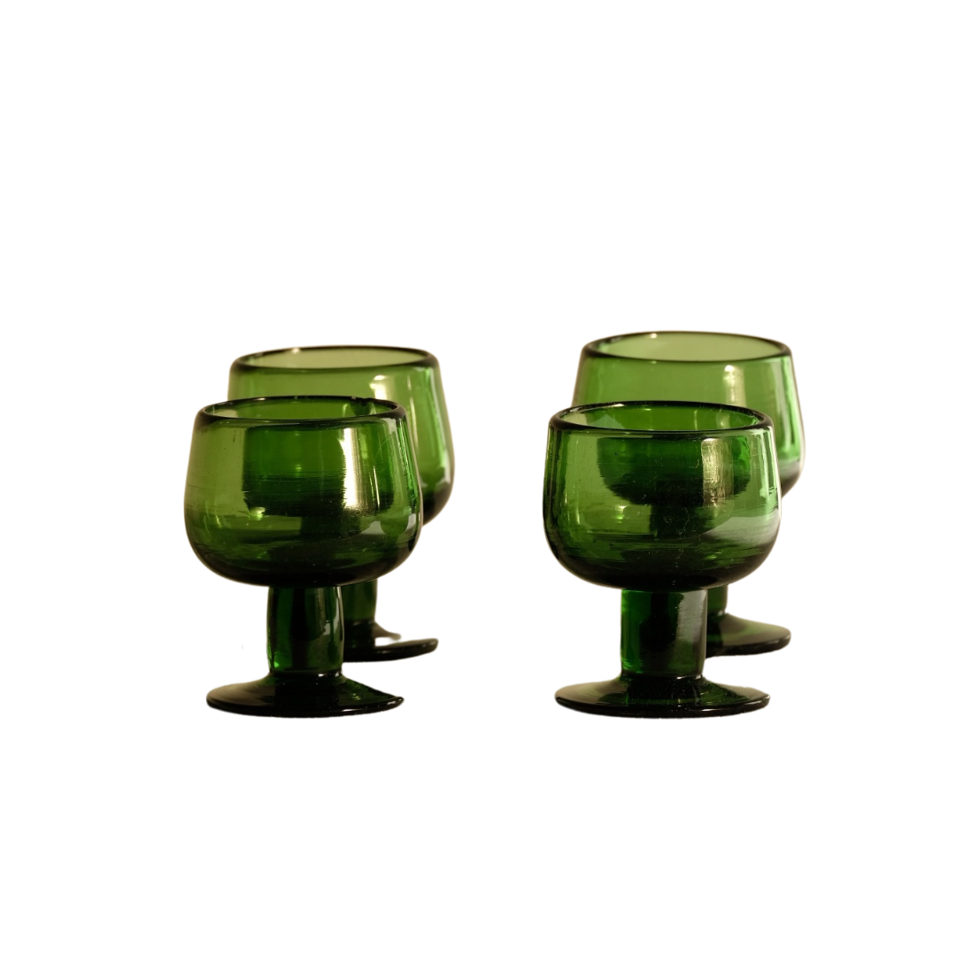 Green Blown Glass Goblets - $42.00