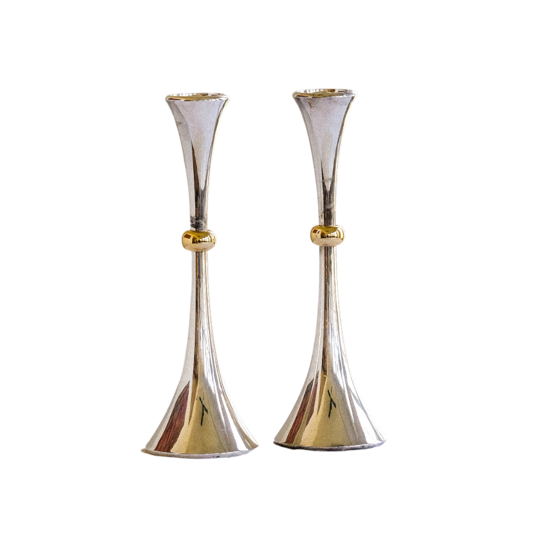 MCM Silver &amp; Gold Candleholders - $80.00