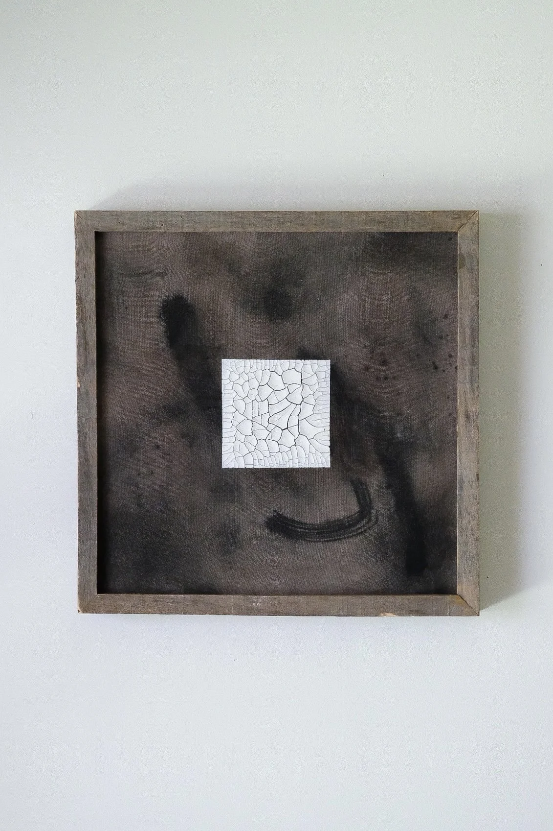 Breaking Up, 2023 -- natural pigments on linen in a vintage frame