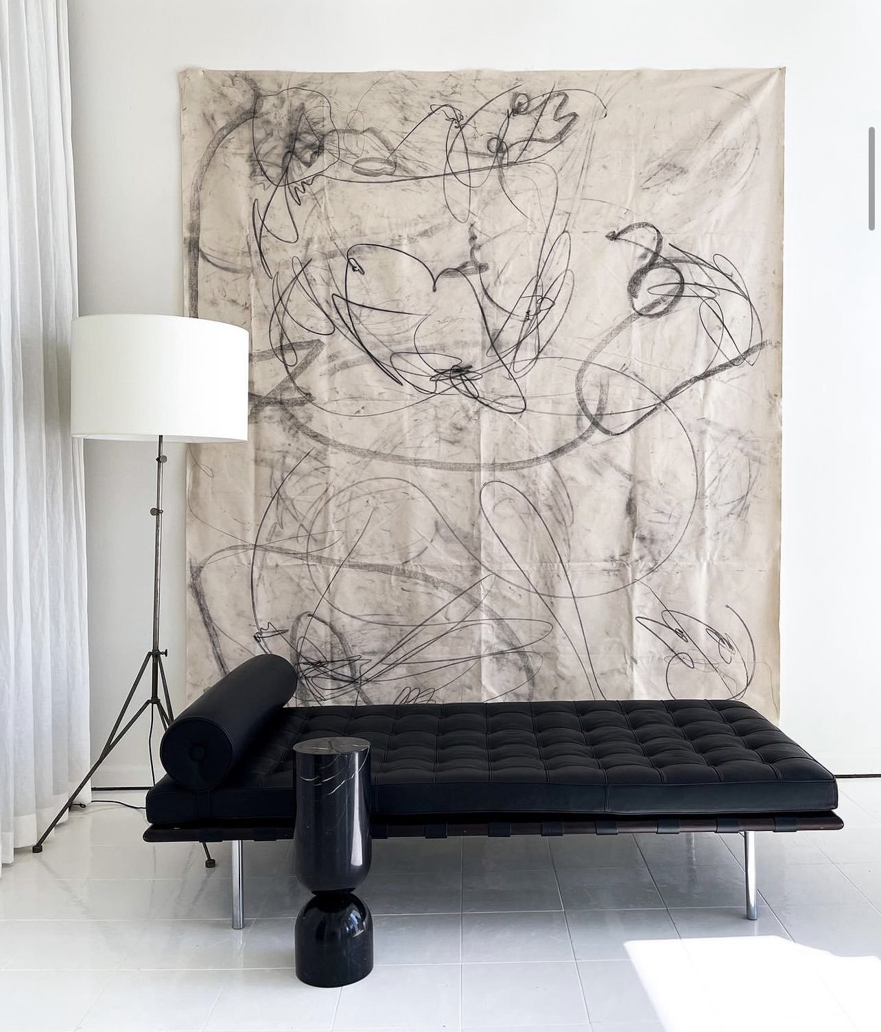 Untitled, charcoal on un-stretched canvas