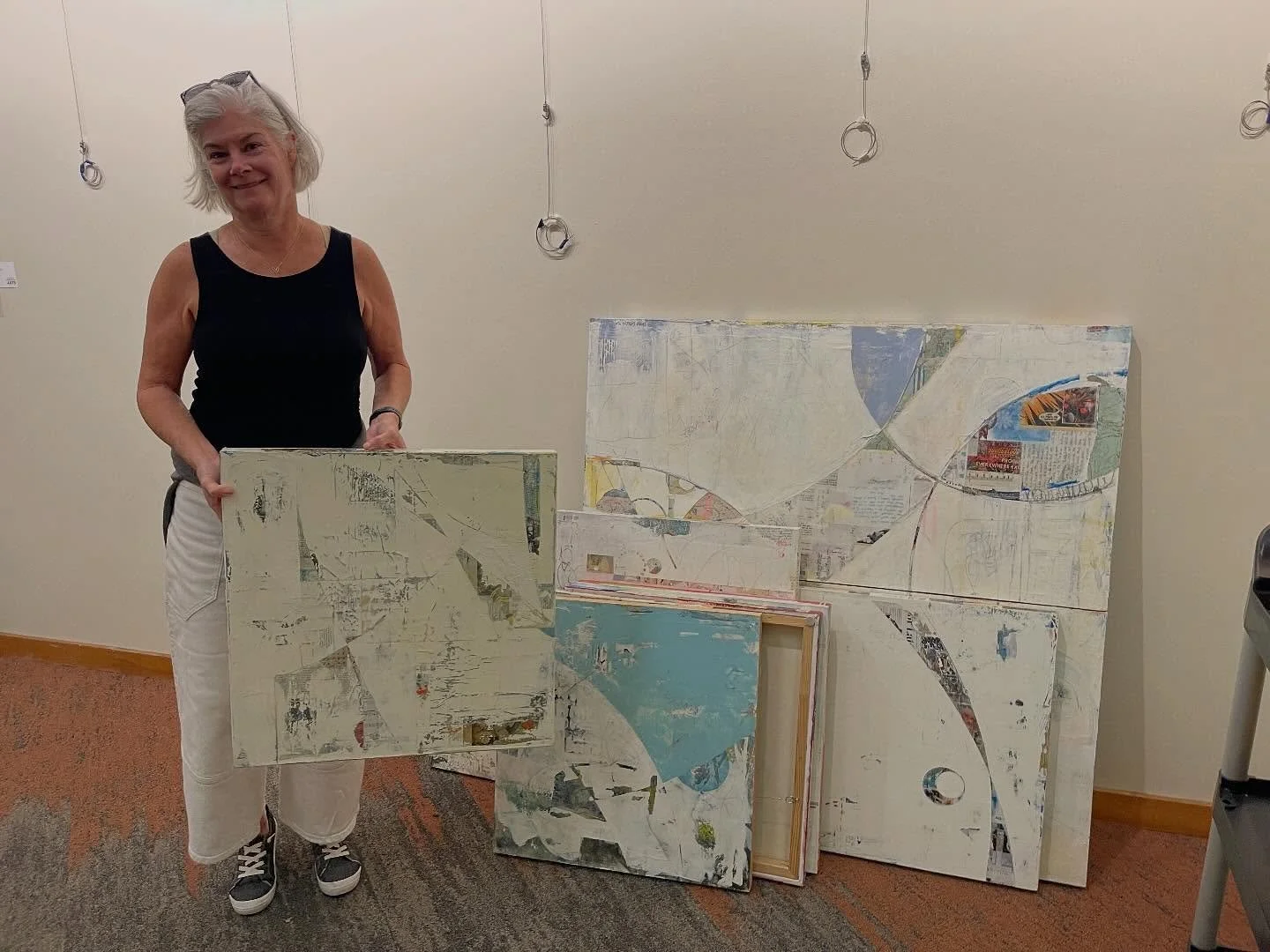 A special delivery today.

I dropped off 10 pieces from one of my mixed media series to Walnut Creek City Hall, where they will be installed throughout offices and meeting spaces within the building.

These paintings are built through layers of colla