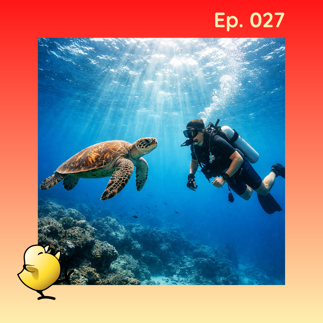 Diver with Sea turtle