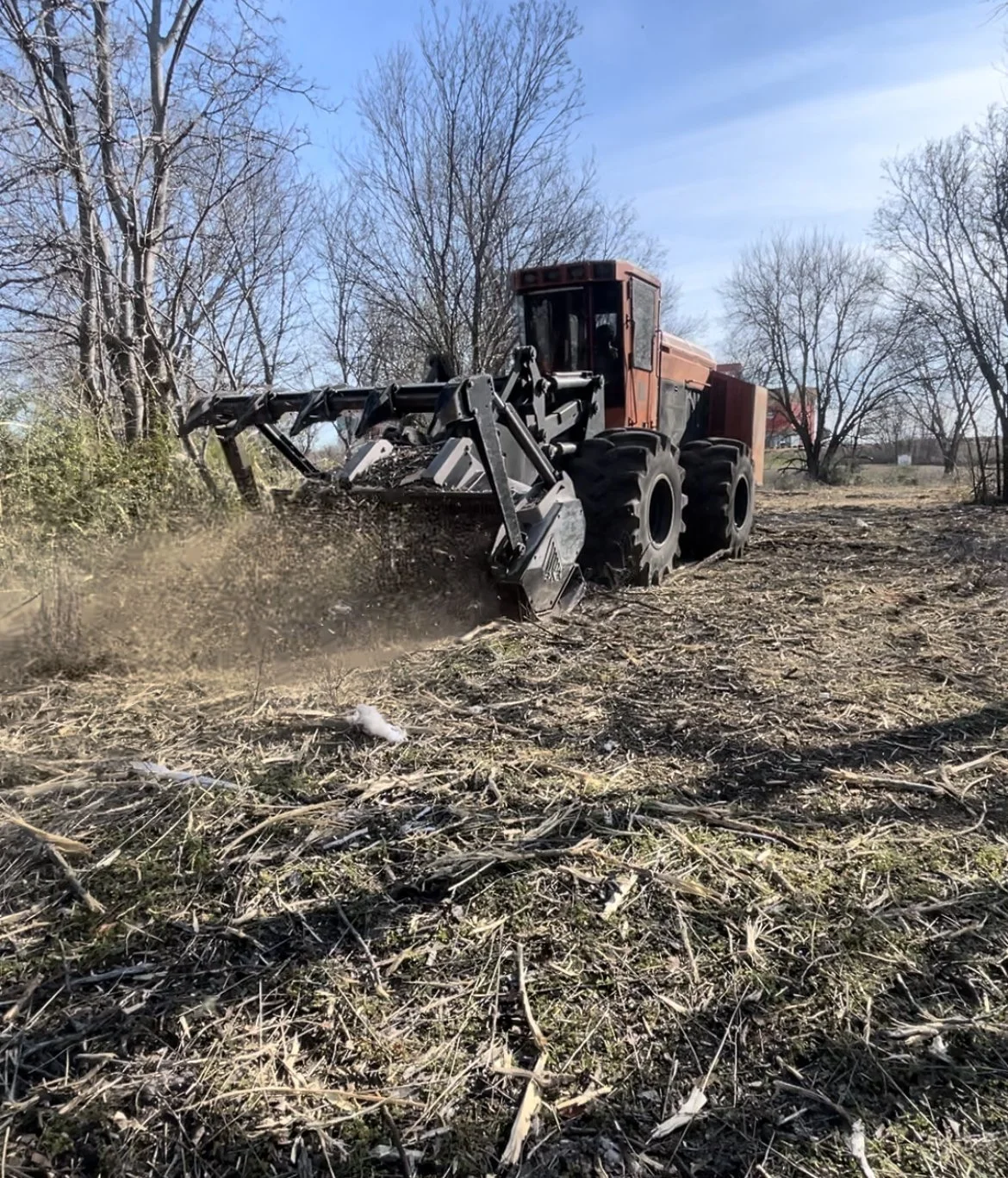 Forestry Mulcher Clearing Land on Commercial Breckenridge, TX Property.