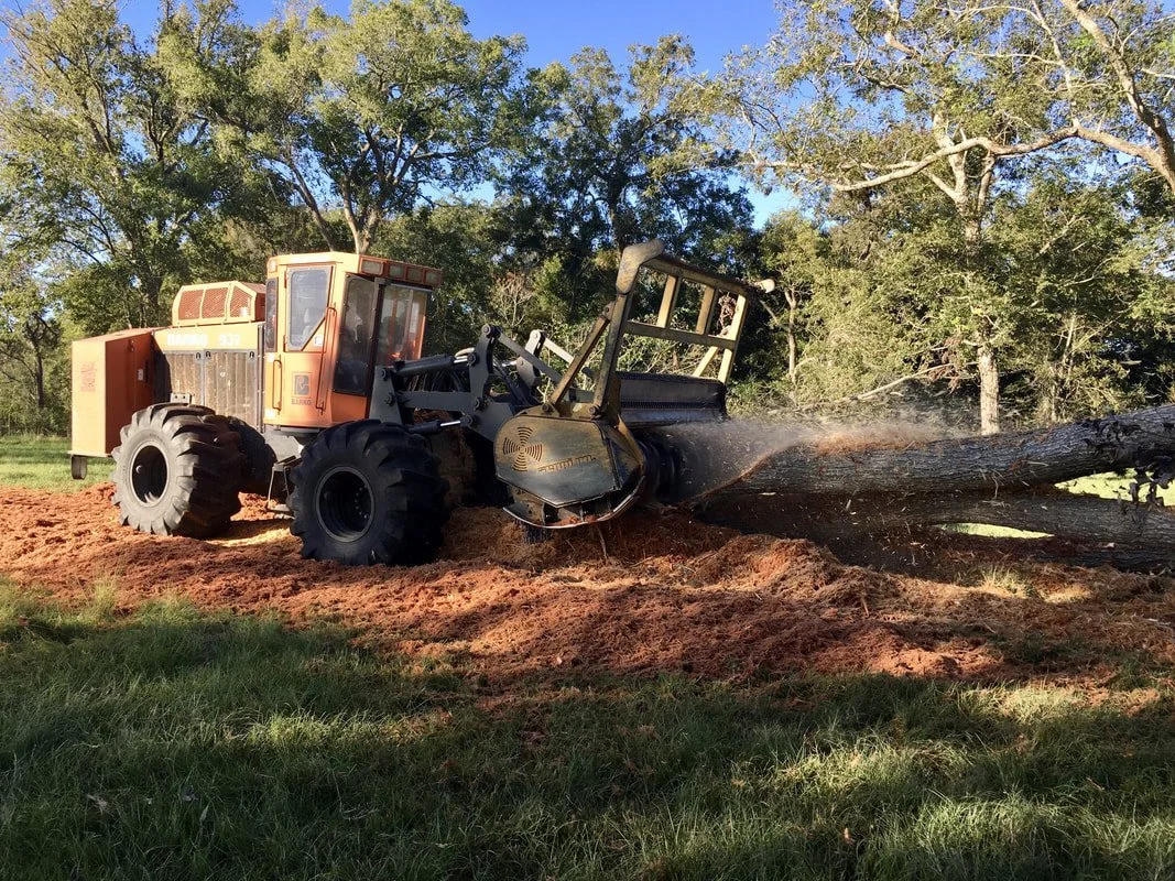 Commercial Land Clearing Machine performing Tree Removal on Breckenridge, TX property.