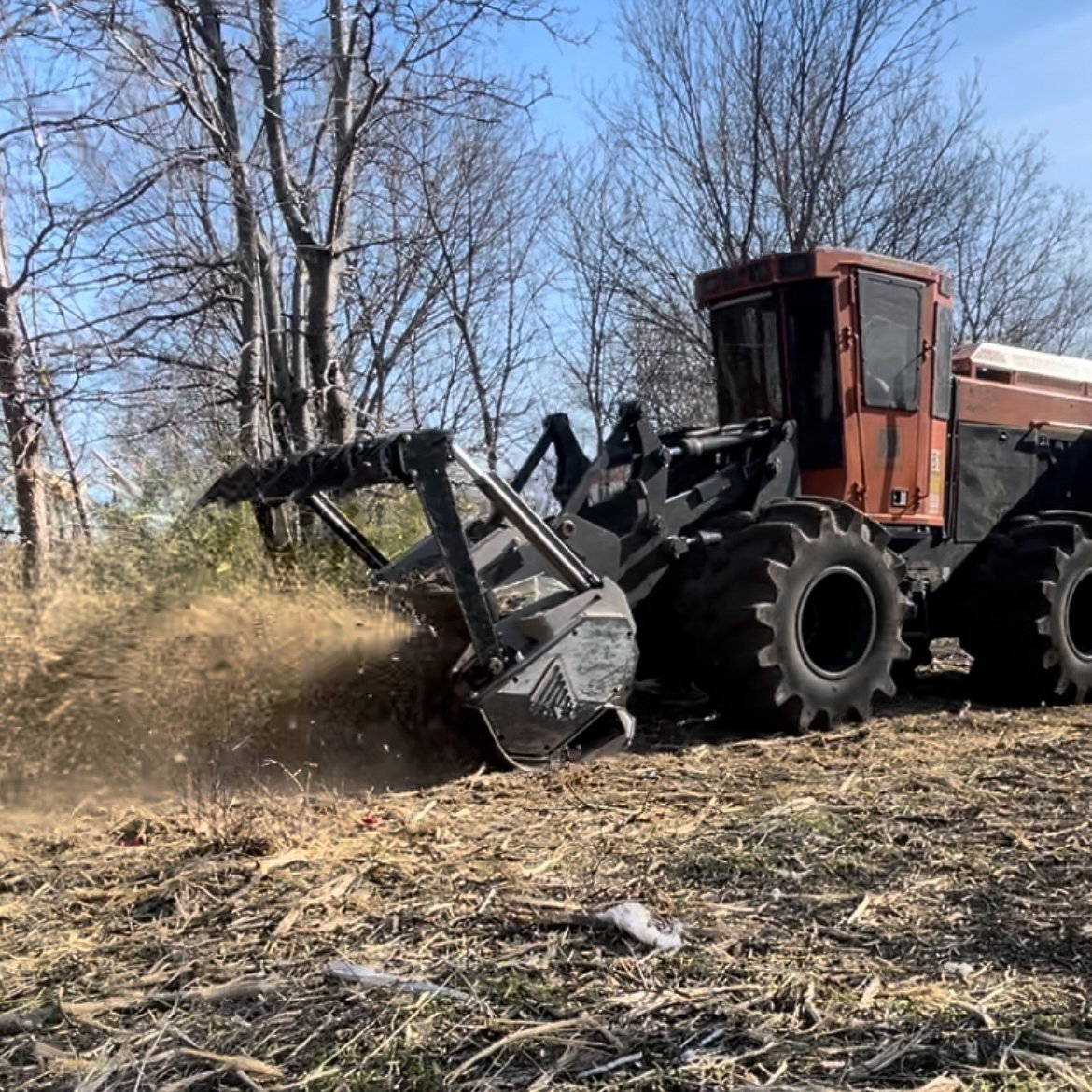 Heavy Duty Land Clearing Machine removing Brush and Underbrush in Breckenridge, TX.