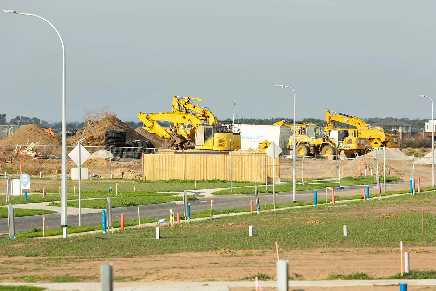 Heavy land clearing equipment on a construction site