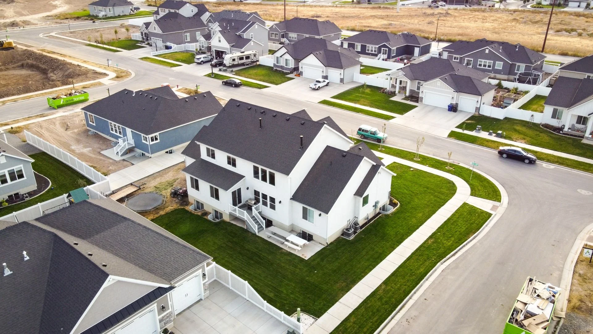New homes being constructed in a newly developed subdivision