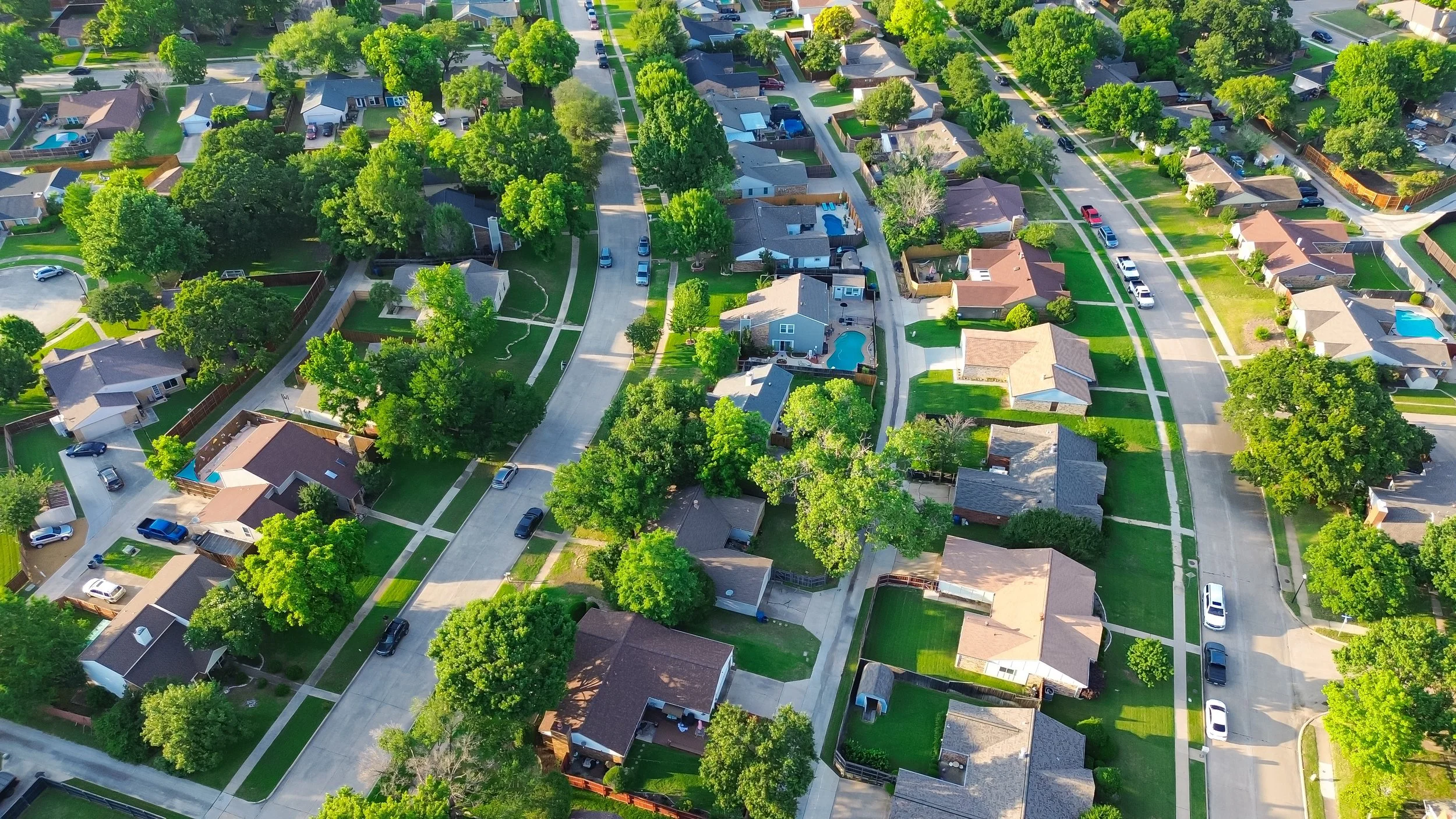 An aerial view of Fort Worth suburbs