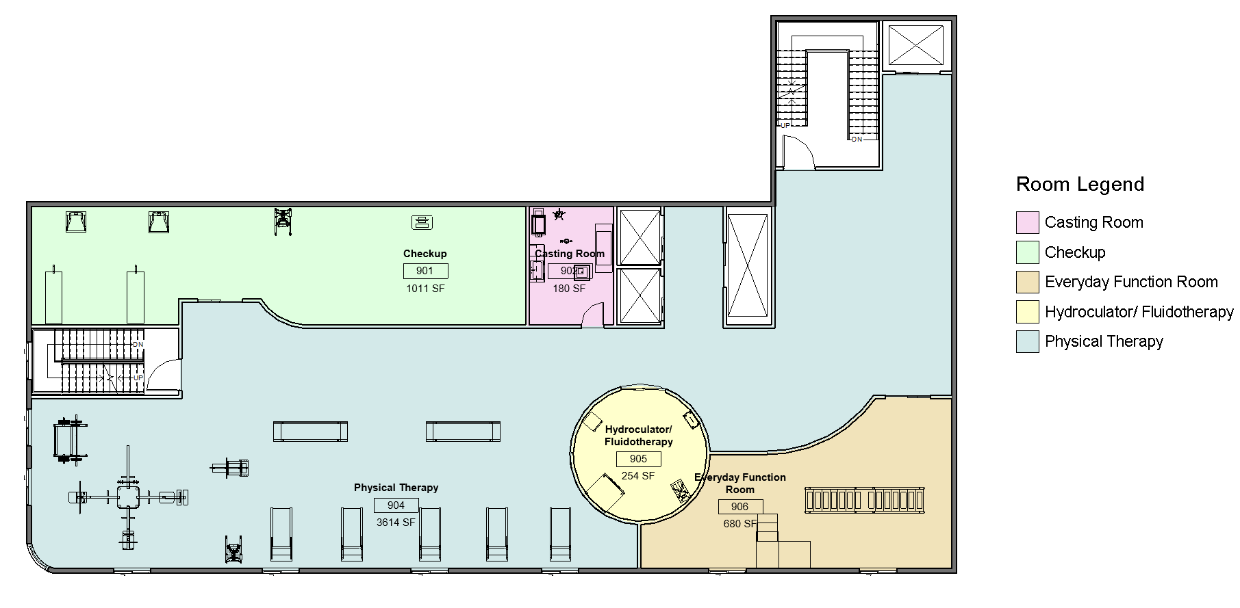 Floor 9 Room Legend- Physical Therapy