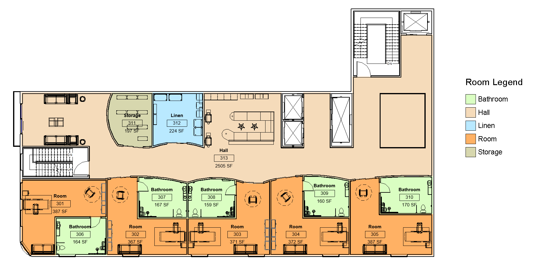 Floors 2, 3, 5, 6, and 7 - Patient Rooms