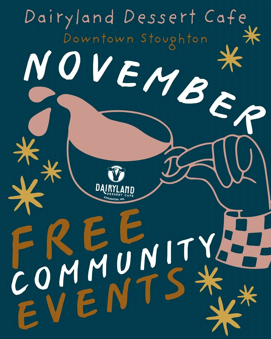 Swipe to see&hellip;
.
What&rsquo;s going on in November! Save and share so you can join us at one of our three monthly meet ups! 
.
Sweet Stitches Sewing Club! Nov. 11th at 6pm! Our first of many stitch parties. Bring a project or some mending and l