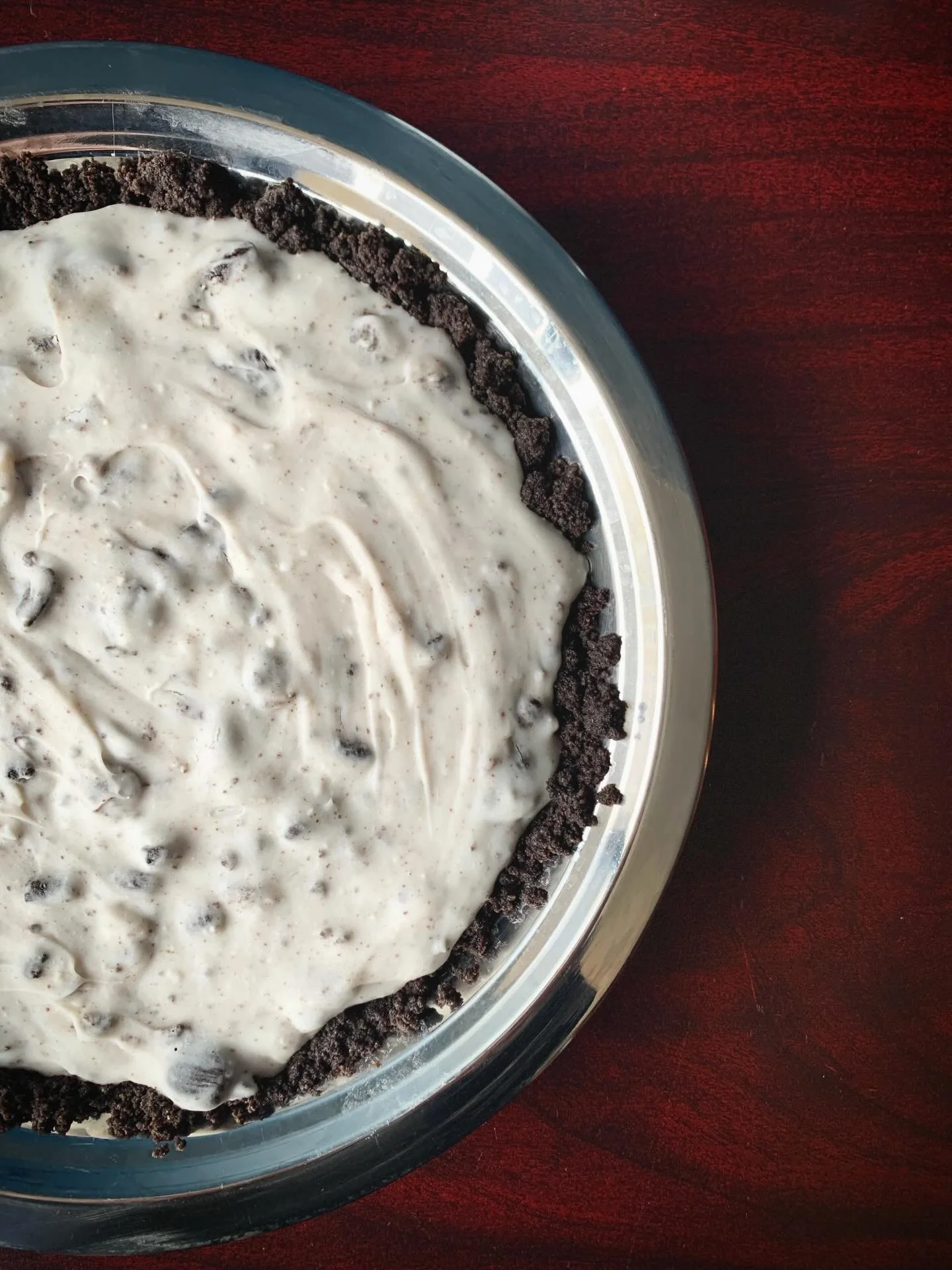 ✨New Year, New Pie! ✨
.
She&rsquo;s back y&rsquo;all! Our vegan Cookies and Cream Pie will be back in the case ready for New Year&rsquo;s Eve! 
.
We are also having board games and puzzles all night with $5 Bellinis from 11:30pm to 12:30am tonight to