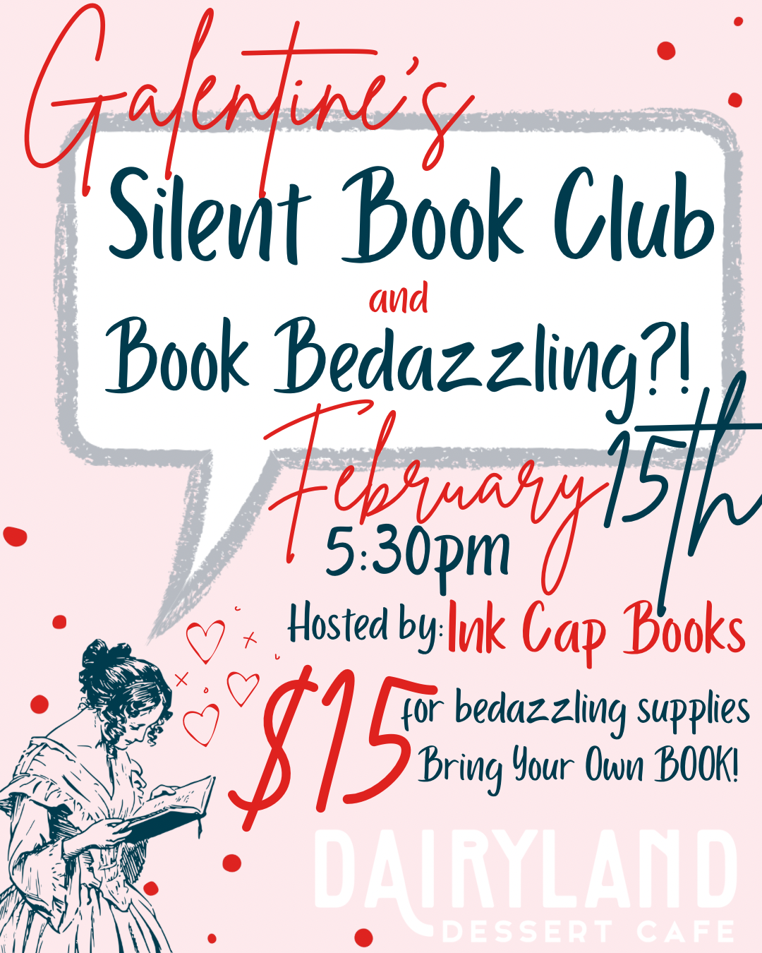 Galentine’s Silent Book Club and Book Bedazzling!