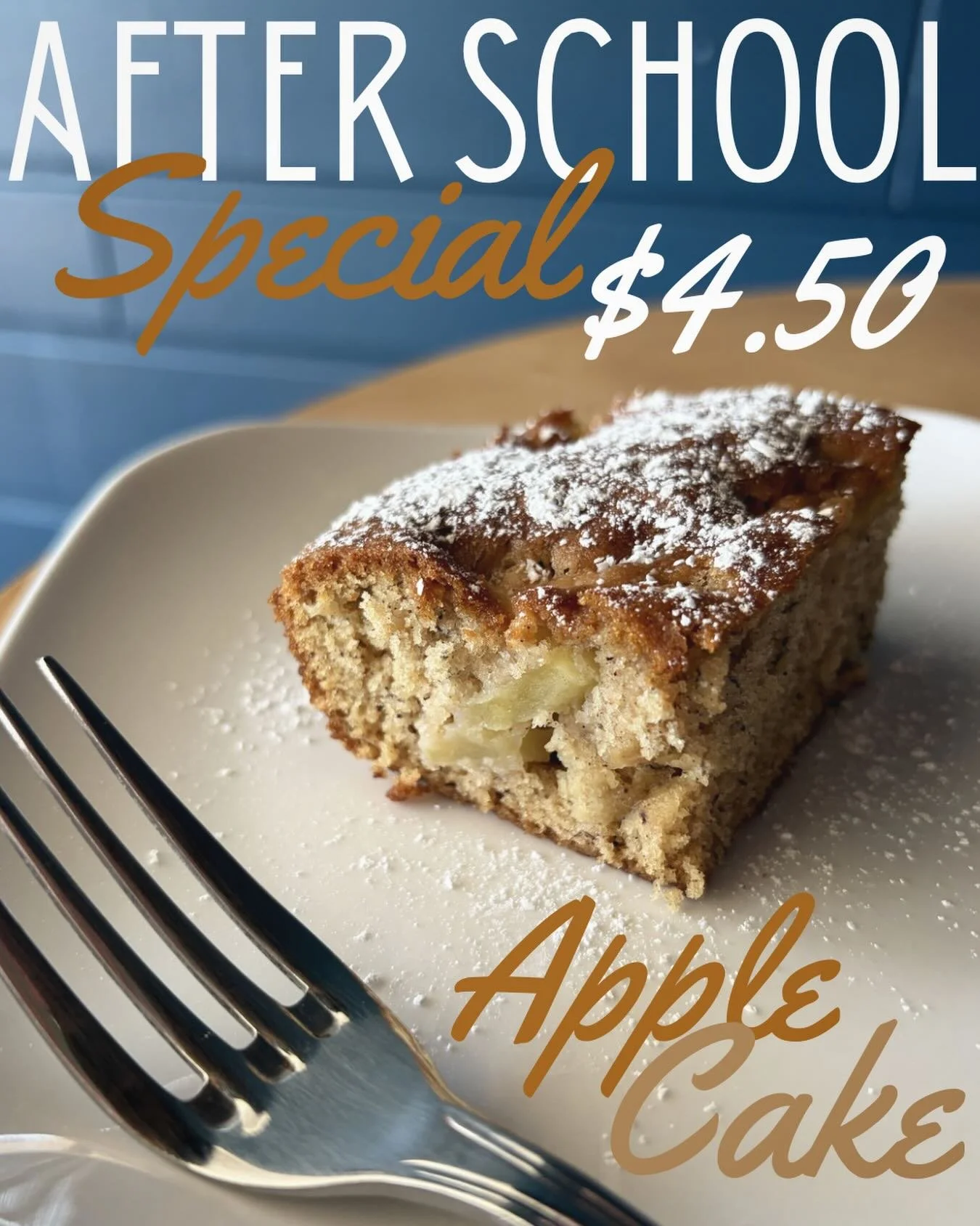 Come feed those After School tummies with the Dairyland After School Special!
.
Apple Cake, a Yogurt, and Lemonade for just $4.50! 
.
Available while supplies last, so come grab yours! See you there!
.
Open Hours:
Wed 3:30-10pm
Thurs 3:30-10pm
Fri 3: