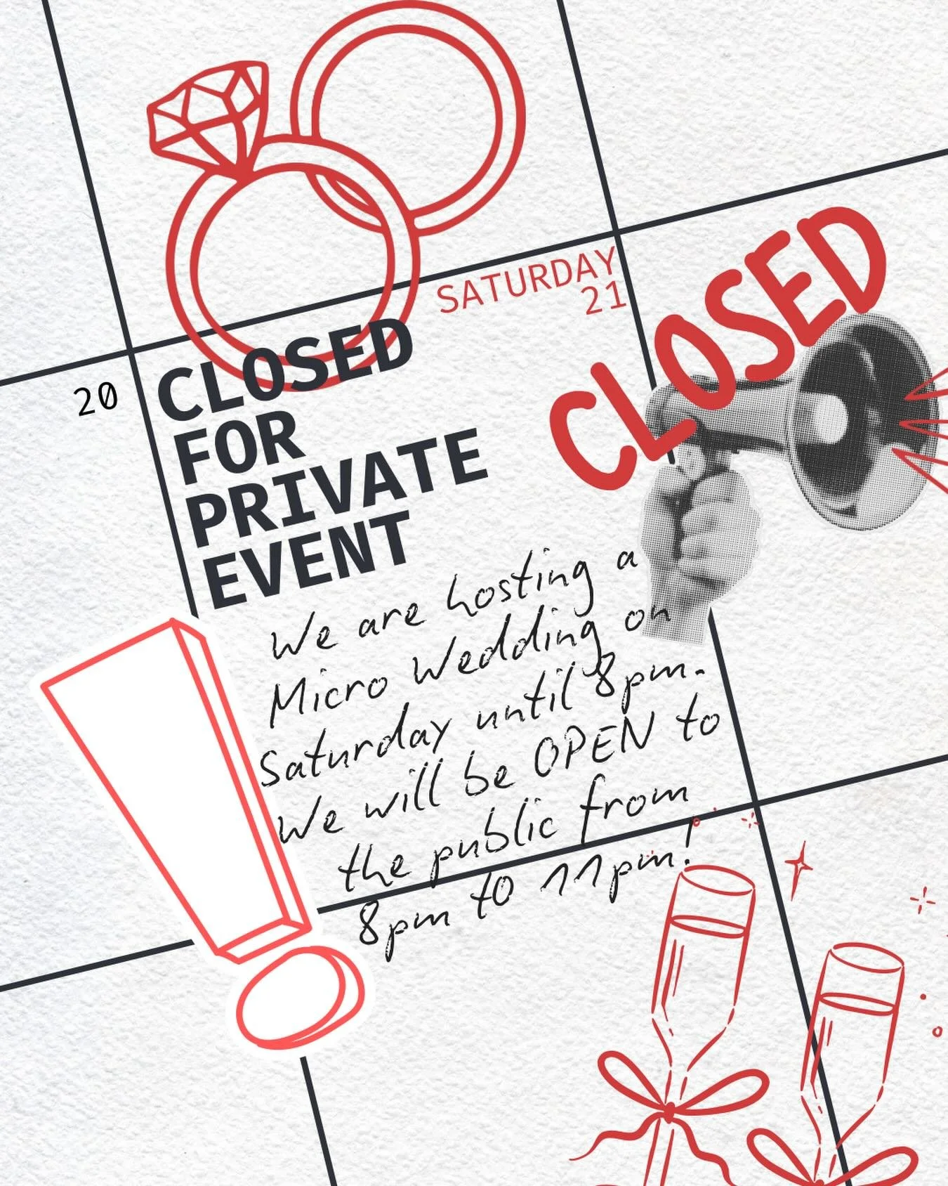 CLOSED this SATURDAY February 21st until 8pm.
.
Dairyland is hosting a Micro Wedding and will be closed to the public this Saturday until 8pm. Our doors will be open to the public from 8pm until 11pm. 
.
So come chill with a puzzle and get your sugar