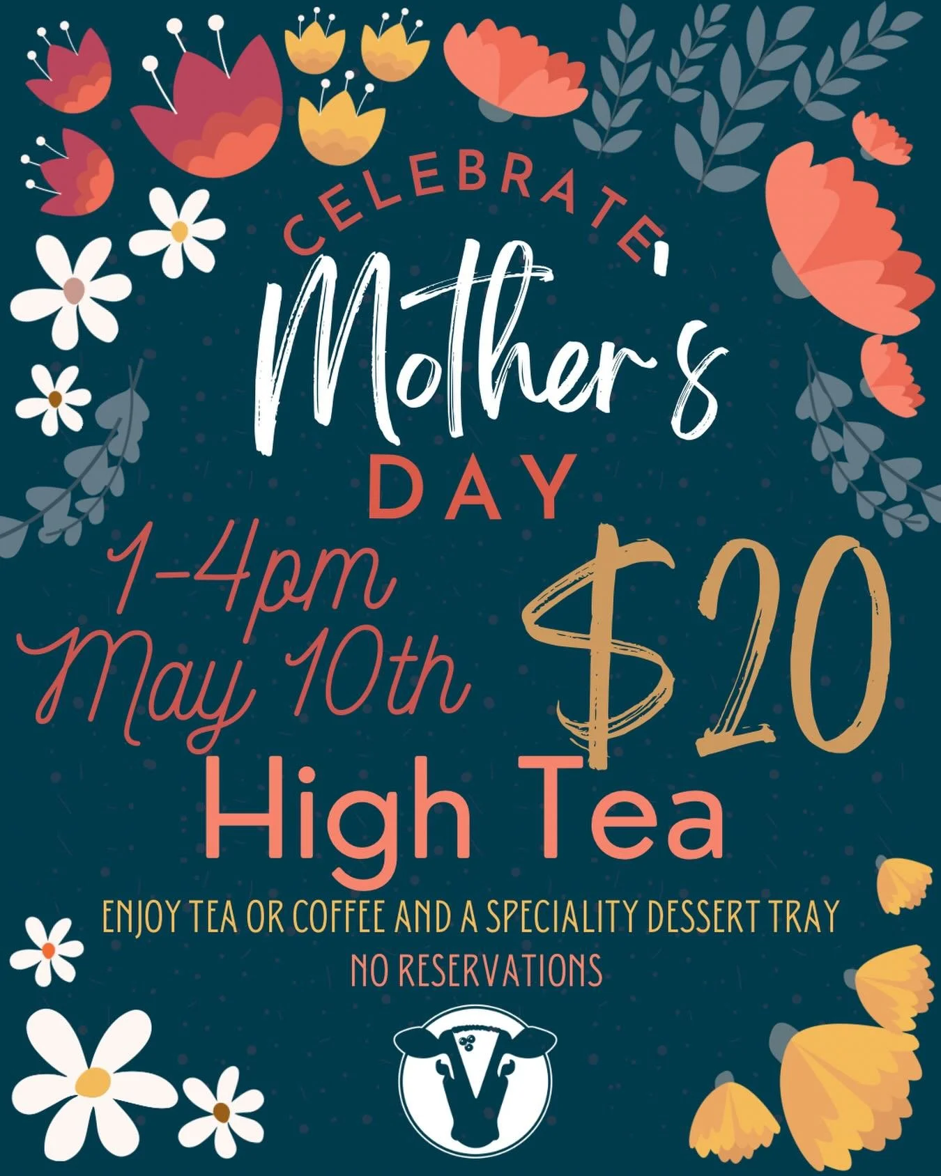 Celebrate the ladies you love with Mother&rsquo;s Day High Tea at Dairyland! May 10th from 1-4pm!
.
A Specialty menu of 4 treats and a drink for $20 or choose Mimosas or a drink from our Specialty Drinks Menu to go with your dessert tray for $25.
.
N