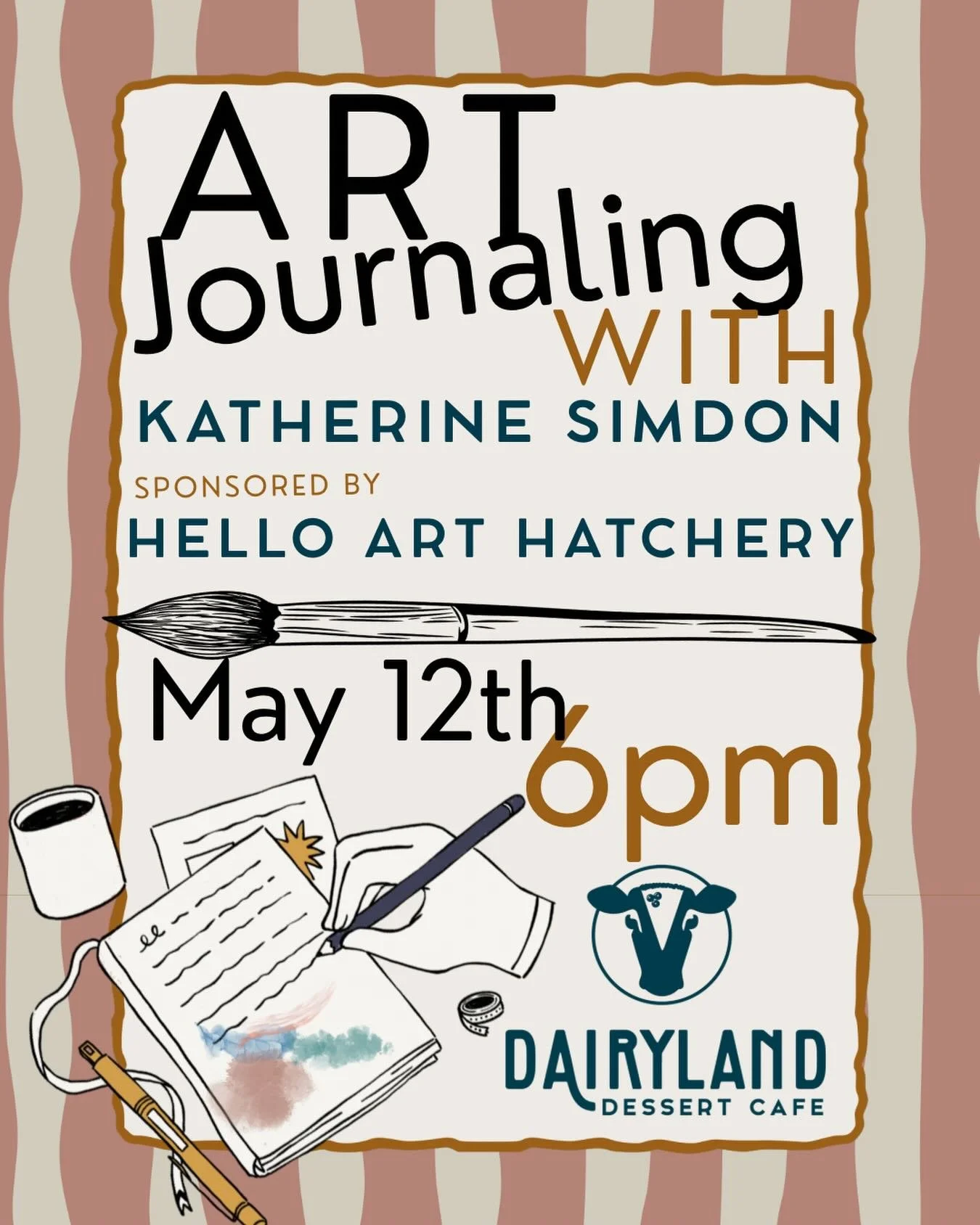 Got a sketchbook? 
.
Bring it and yourself and your favorite doodling tools to Art Night at Dairyland, hosted by local artist @katherine.simdon 
.
May 12th from 6-8pm we would love to have you come create with us. Join like minded, art loving folks, 