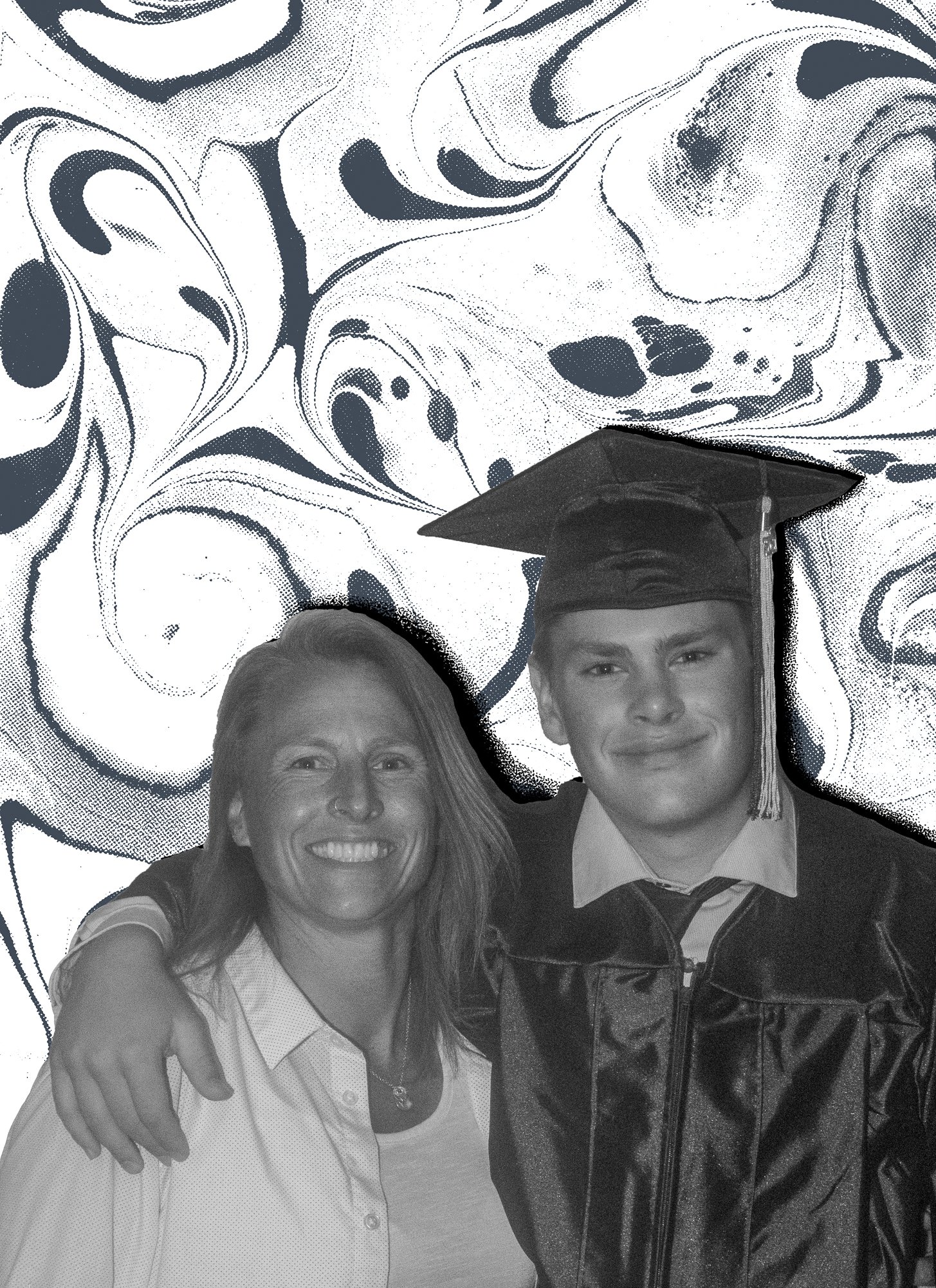 Kristi and Jaxon Handley pose for a portrait after Jaxon's middle school graduation 