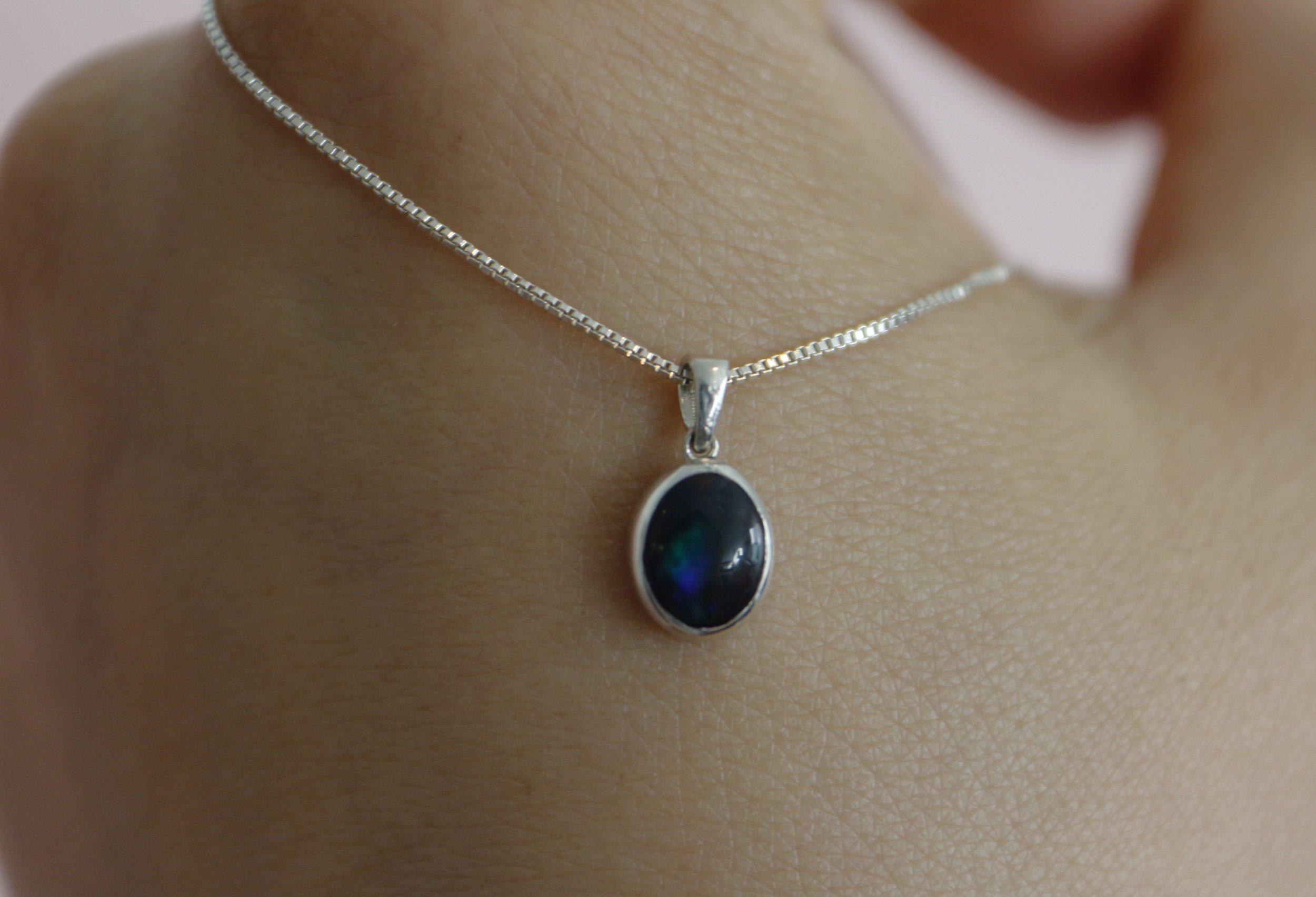 Australian Black Opal Necklace