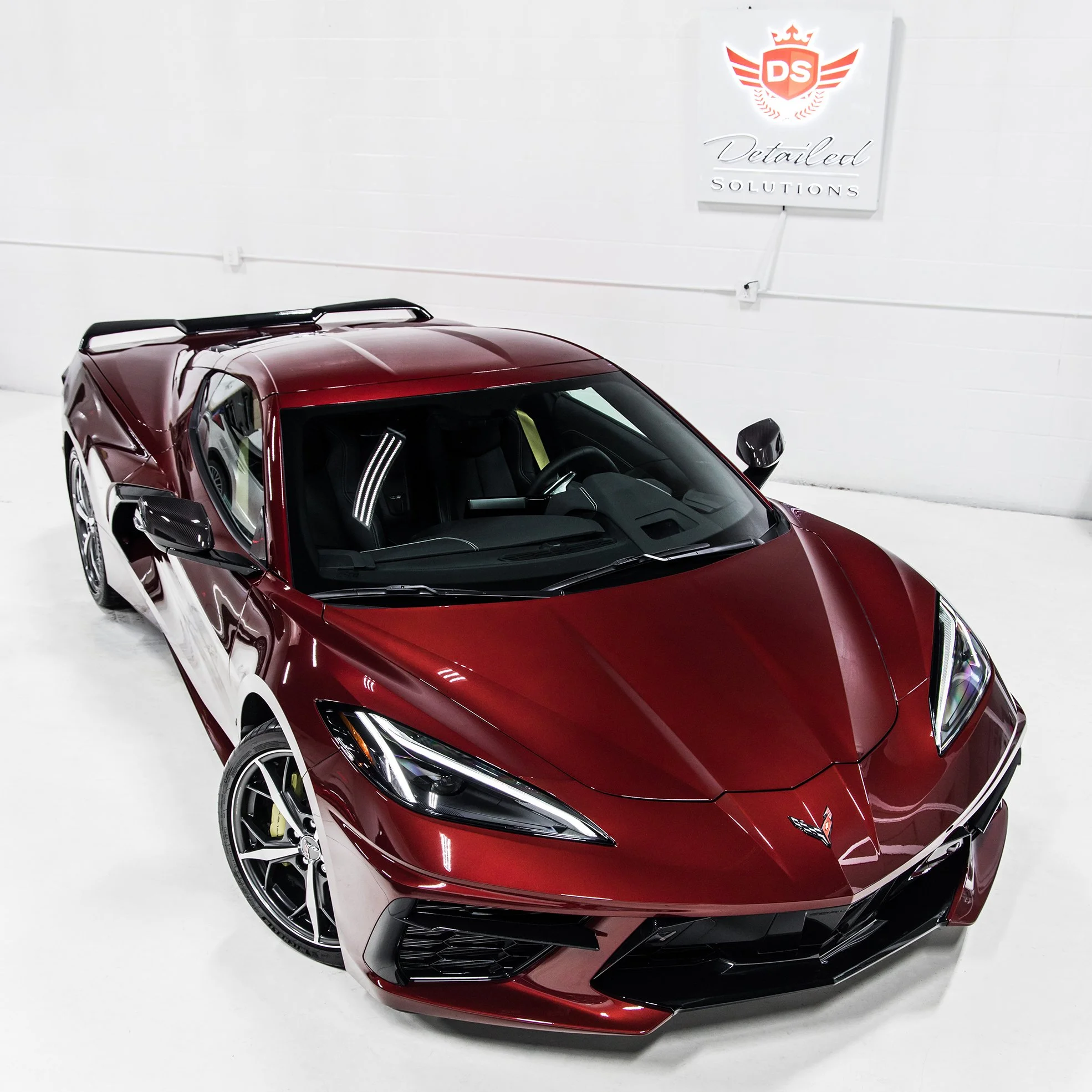 red corvette c8 ceramic coated and paint protection film self healing graphene coating vancouver