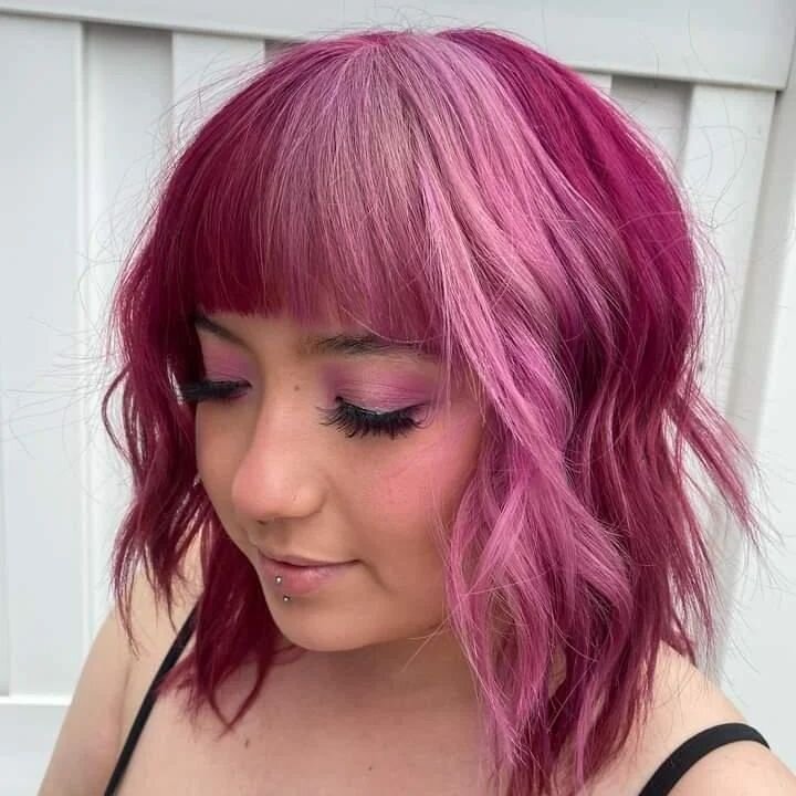 @tousledbytatum did this amazing pink on a client. Thinking of something fun for summer? Call the salon at 612-822-1250 or text us at 612-445-4704 to book.
.
.
.
.
.
.
#vivids #pulpriot #plulpriothair #vivdhair #pinkhair #pinkhairdontcare #pinkhairco