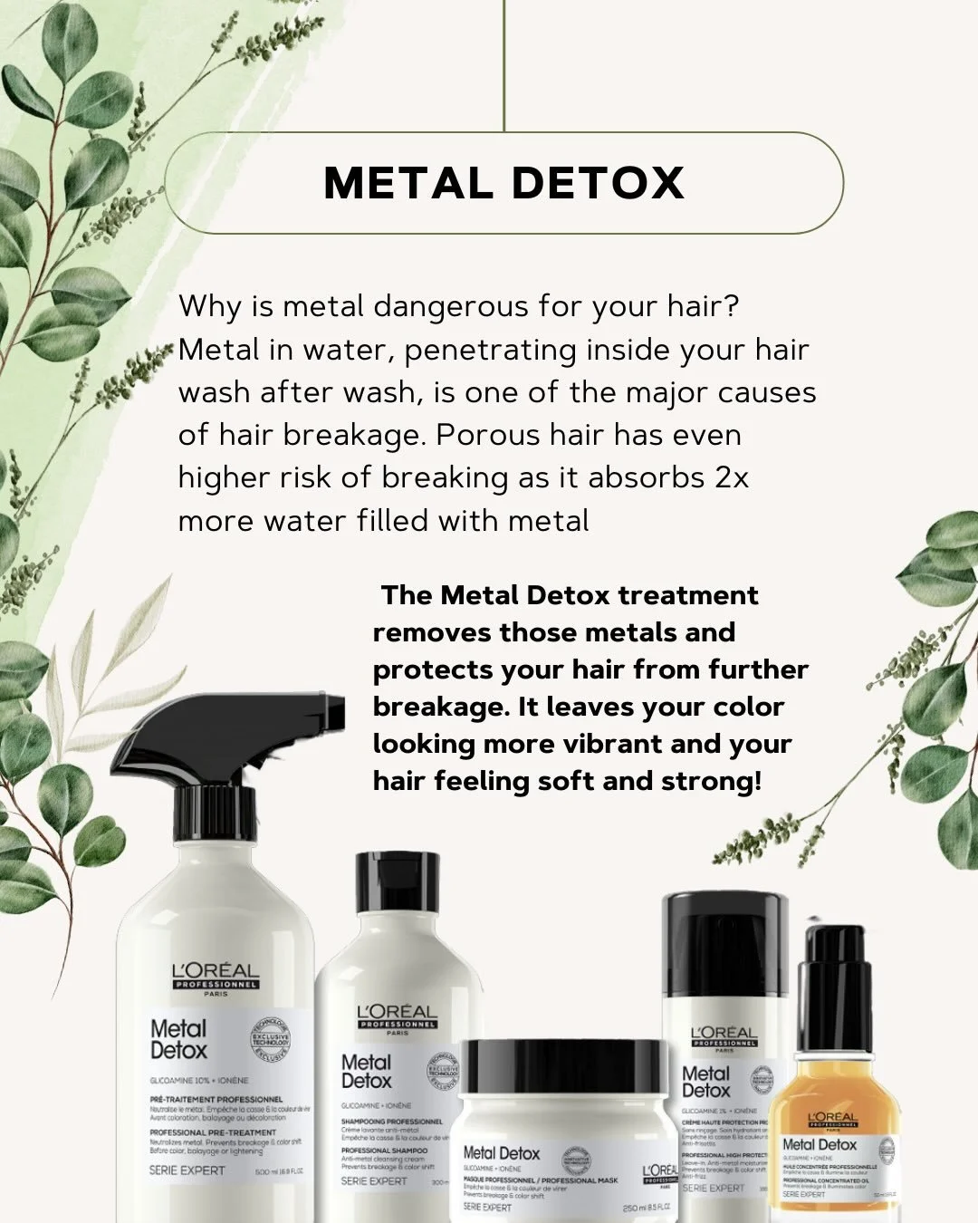 A few of the goodies we are offering on our limited time Spring Menu! You and your hair deserve some extra love after this long winter. We would love to get you scheduled for a specialized service. 

Have more questions? Give us a call!
