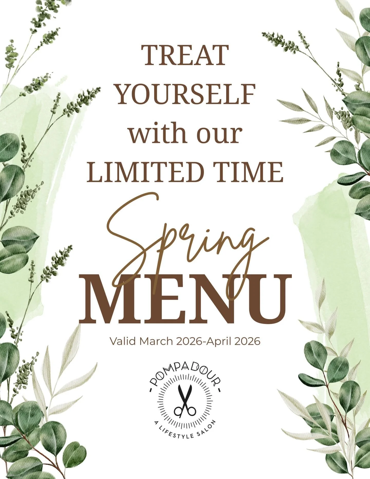 Do you need a pick me up after this LOOOOONG and DRY winter? We got you! 🤩

March-April we will be offering a special limited time hair TREATMENT menu! 

This winter has been rough. You and your hair deserve a little extra love 🫶🏻

Call the salon 