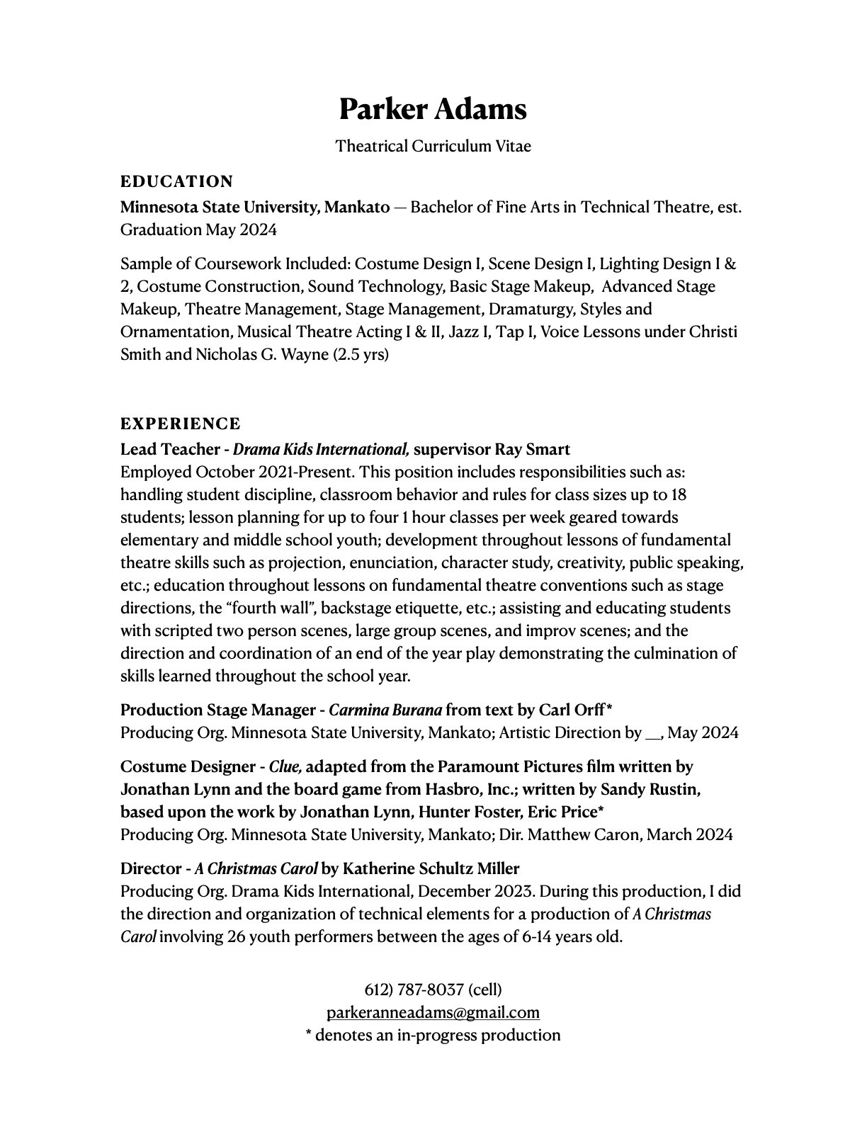 Resumes and Headshots Parker - Complete CV Pic.1