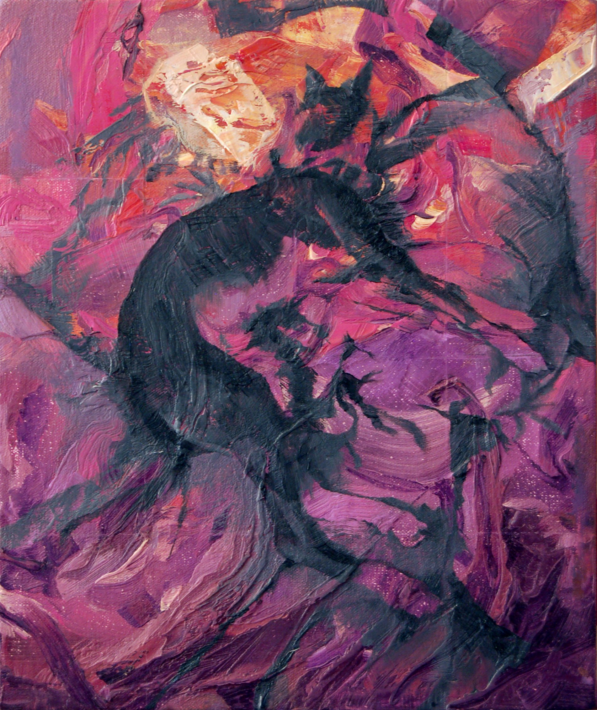 Jekyll (Hogging the Bed)/ 12x14 inch/ Oil on canvas