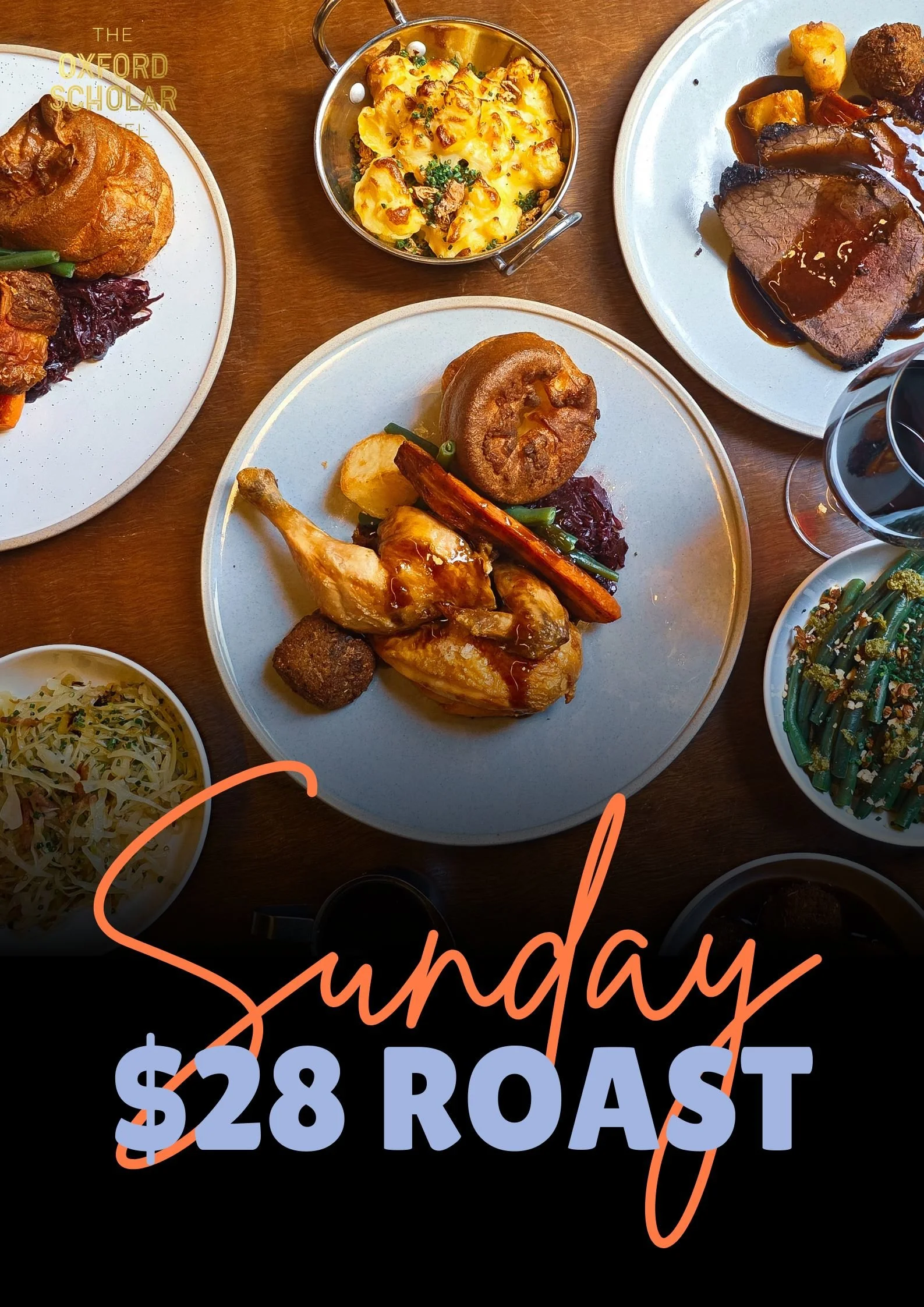 Sunday roast $28 menu in the Melbourne CBD
