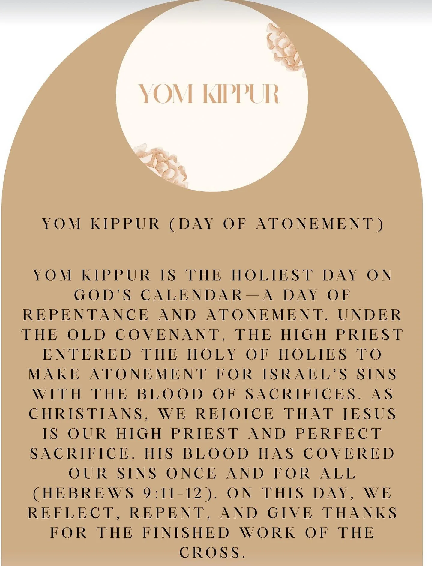 ✨🙏 Yom Kippur is the holiest day on God&rsquo;s calendar, a day of repentance and atonement.
Under the Old Covenant, the high priest entered the Holy of Holies to make atonement for Israel&rsquo;s sins with the blood of sacrifices.

But as believers