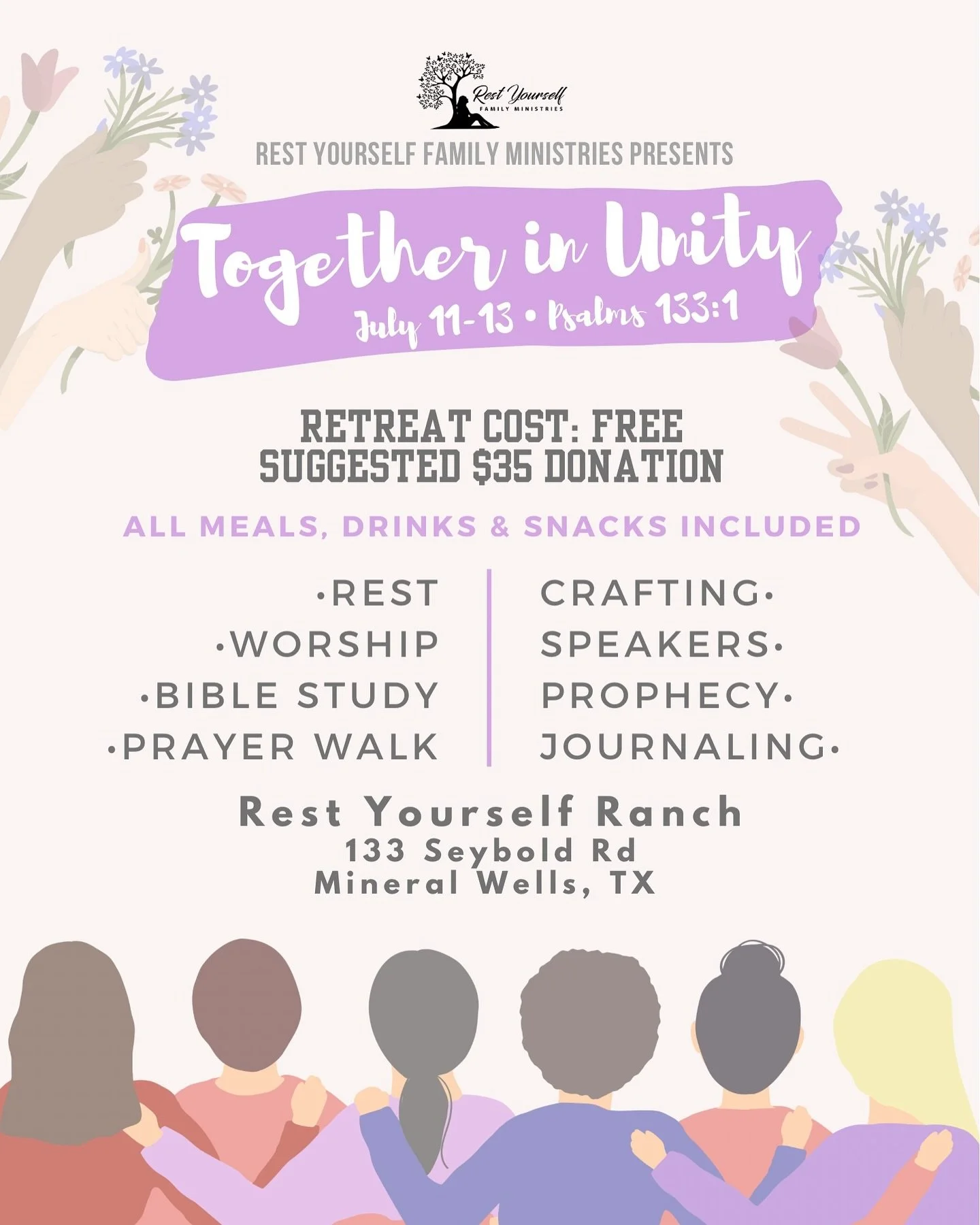 IT&rsquo;S HAPPENING! Our 2025 Summer Women&rsquo;s Retreat &ndash; Together in Unity is officially LIVE!

Get ready for a weekend full of truth, connection, laughter, worship, and maybe a few surprises too.

Grab your girls, save your spot, and come