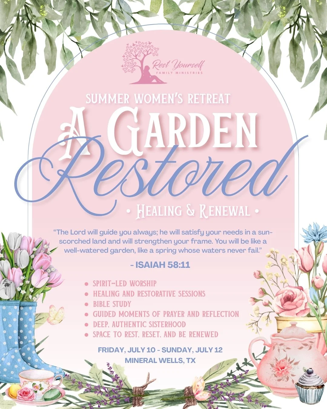 🦋 What if you gave yourself permission to pause?

To step away from the noise&hellip;
To sit in God&rsquo;s presence&hellip;
To be restored like a well-watered garden.

This retreat was created to give you space to rest, reset, and be renewed&mdash;