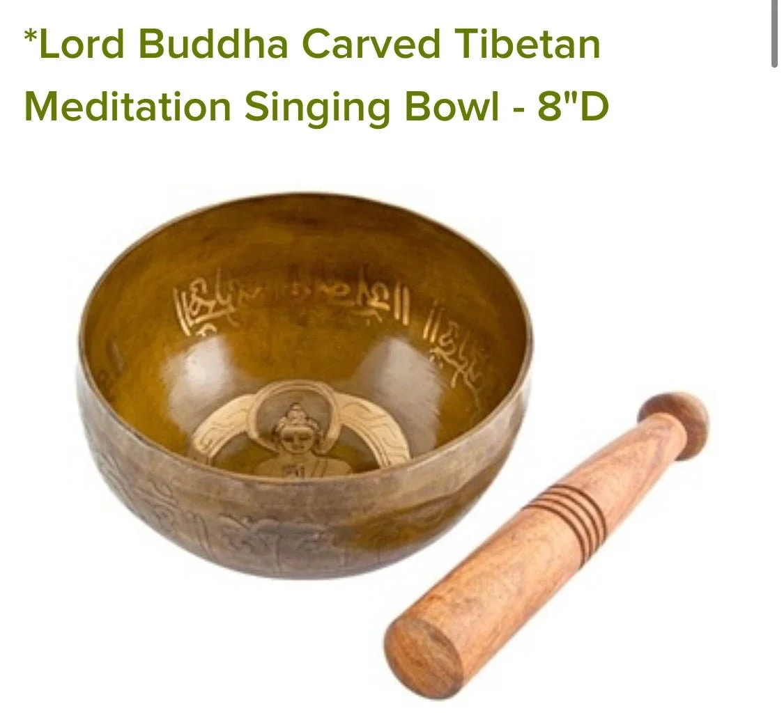 Brass Buddha Sound Bowl 8" with wooden mallet