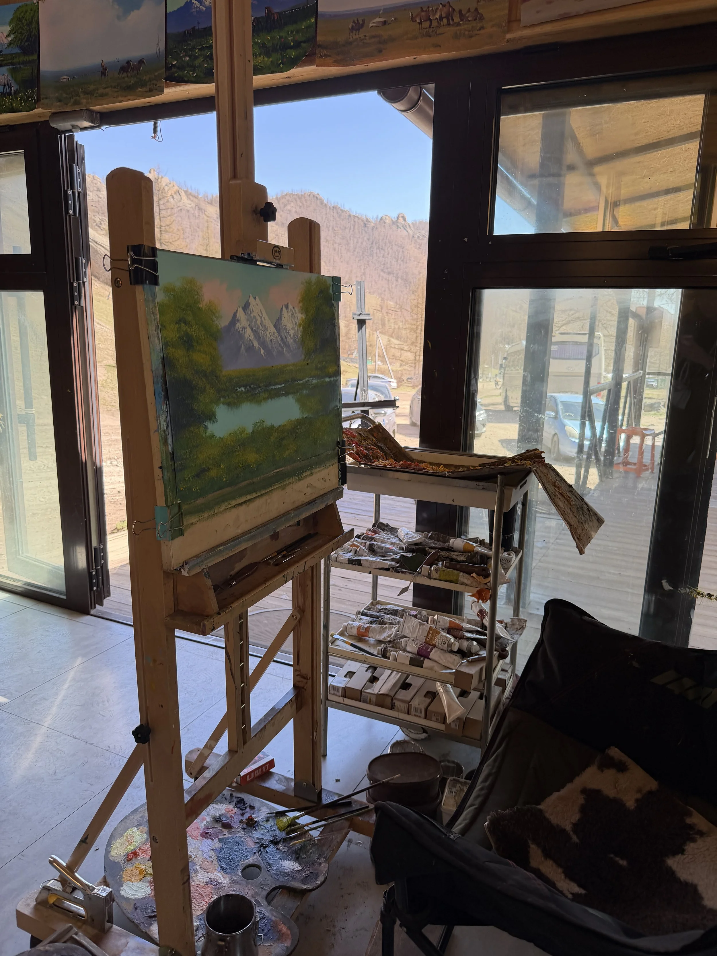 View of a painting in a coffee shop near Aryabal Meditation Temple