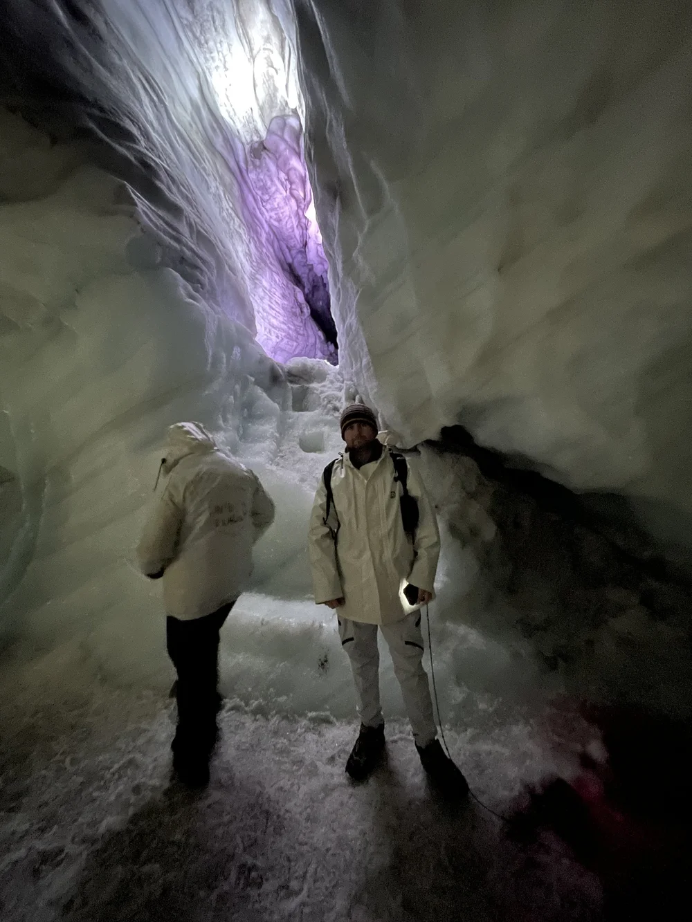 Crevasse inside Langjökull glacier ice tunnel