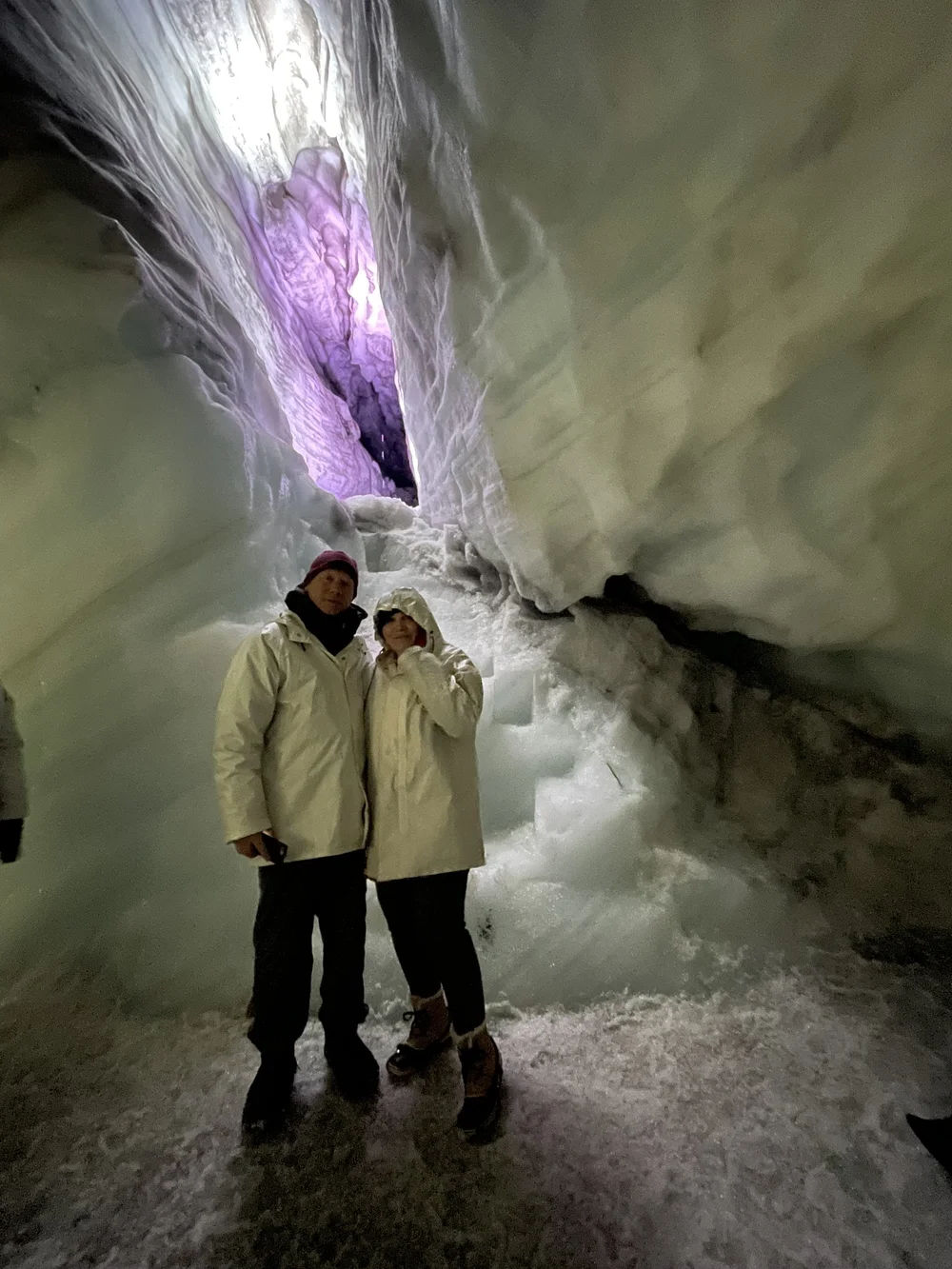 Crevasse inside Langjökull glacier ice tunnel