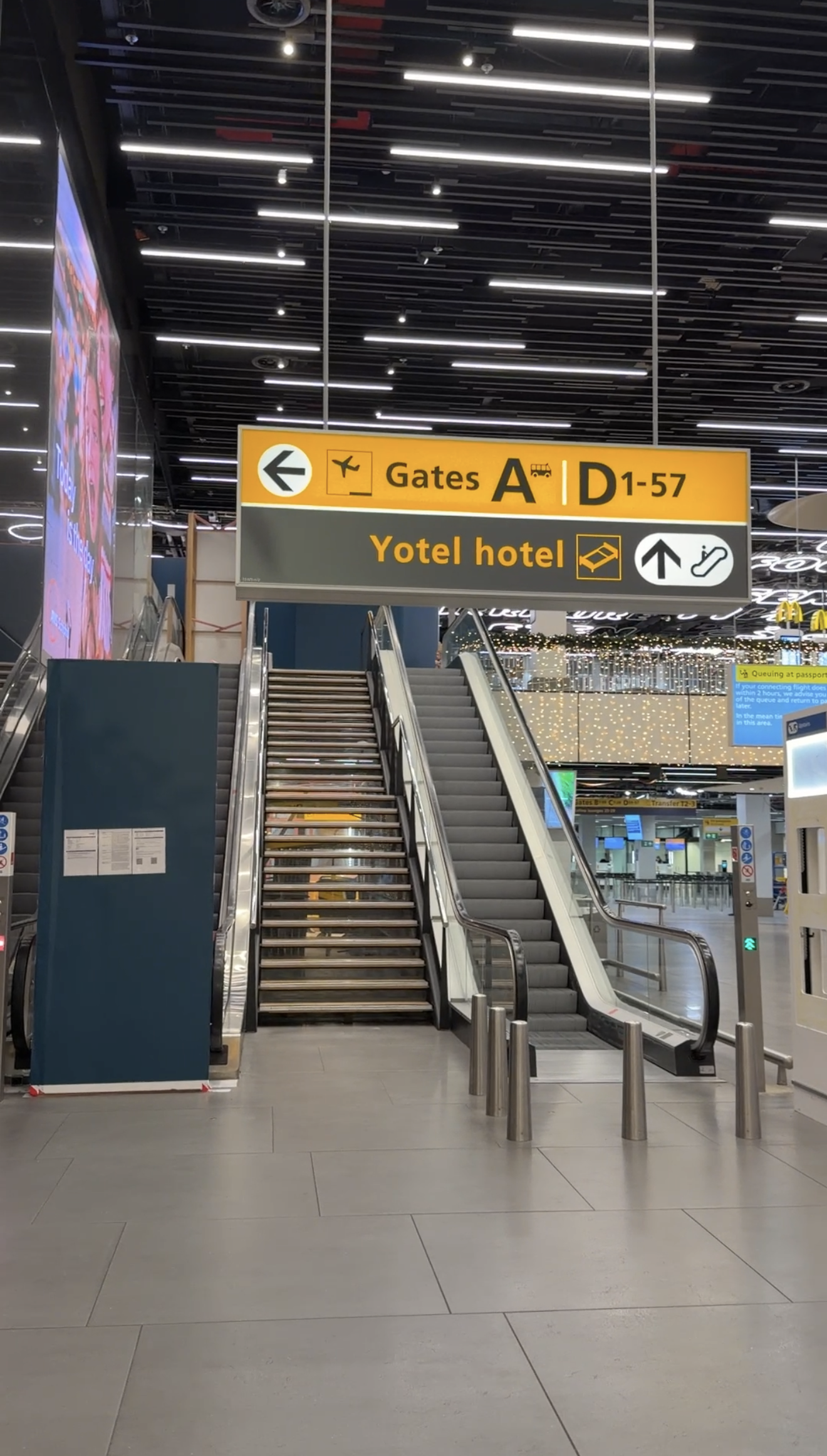 Yotelair Hotel signage Amsterdam Schiphol Airport