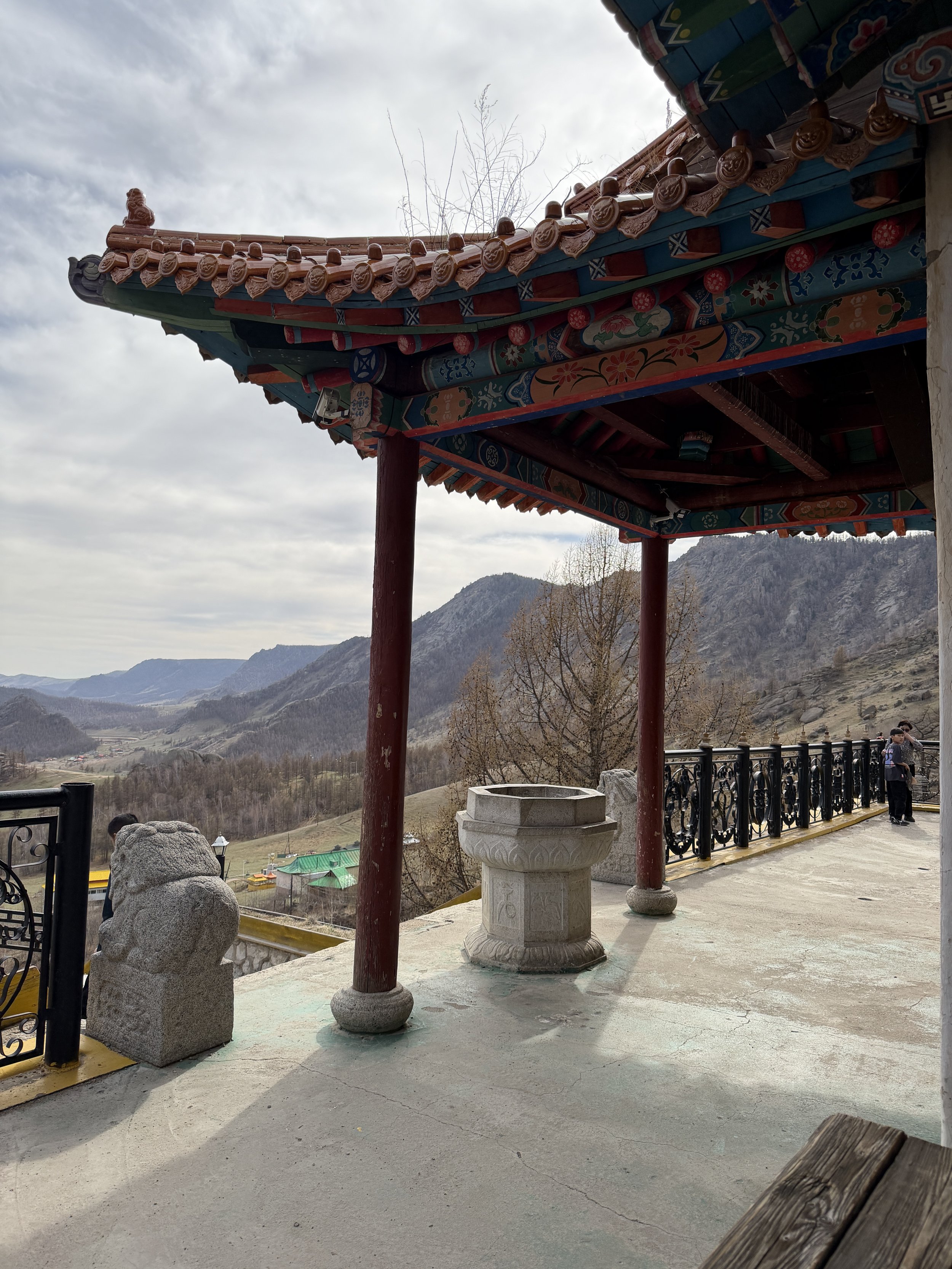 View of the granite mountains from Aryabal Meditation Temple in Terelj National Park, Mongolia