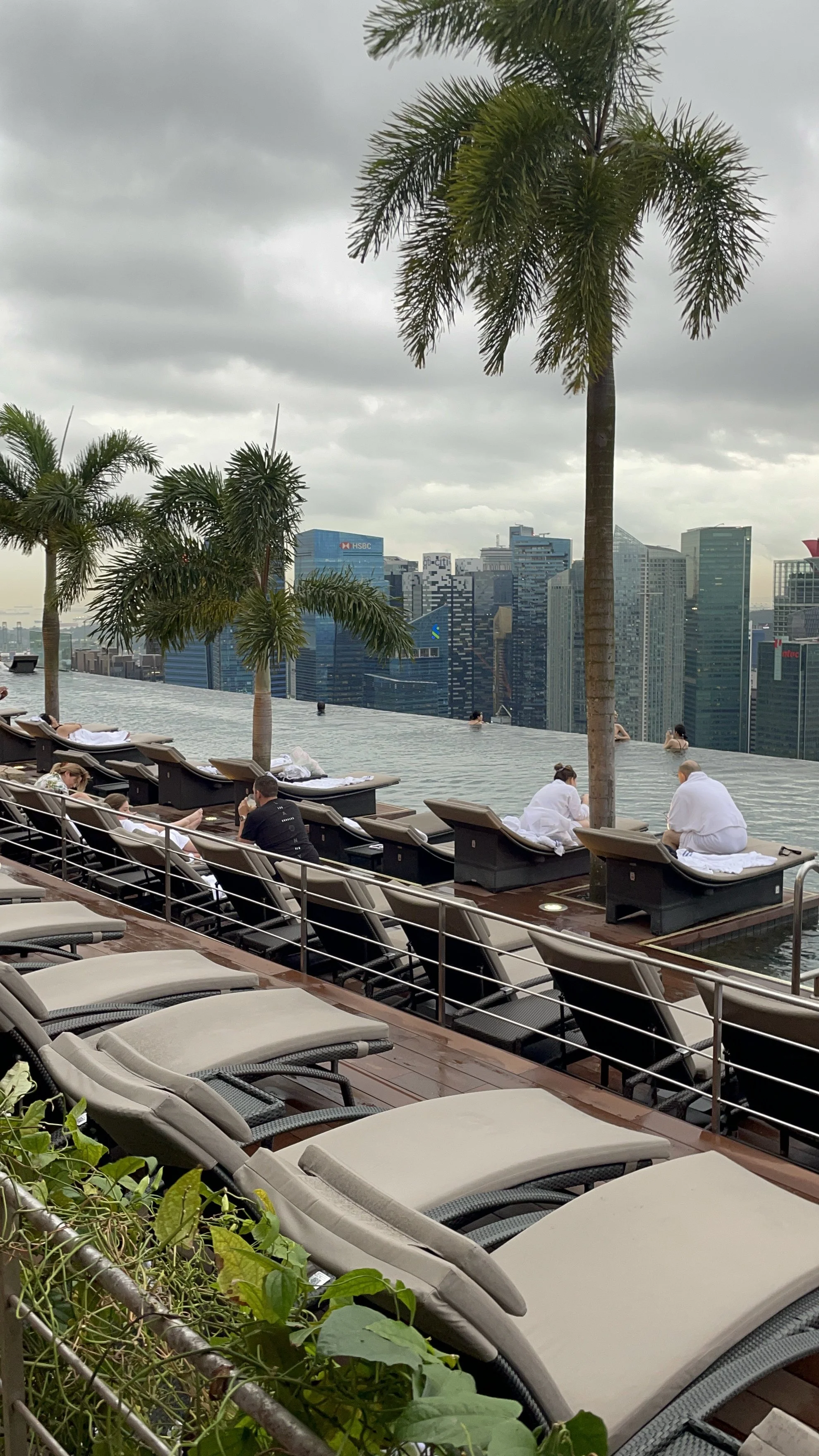 Floating above Singapore at sunset from the Marina Bay Sands infinity pool