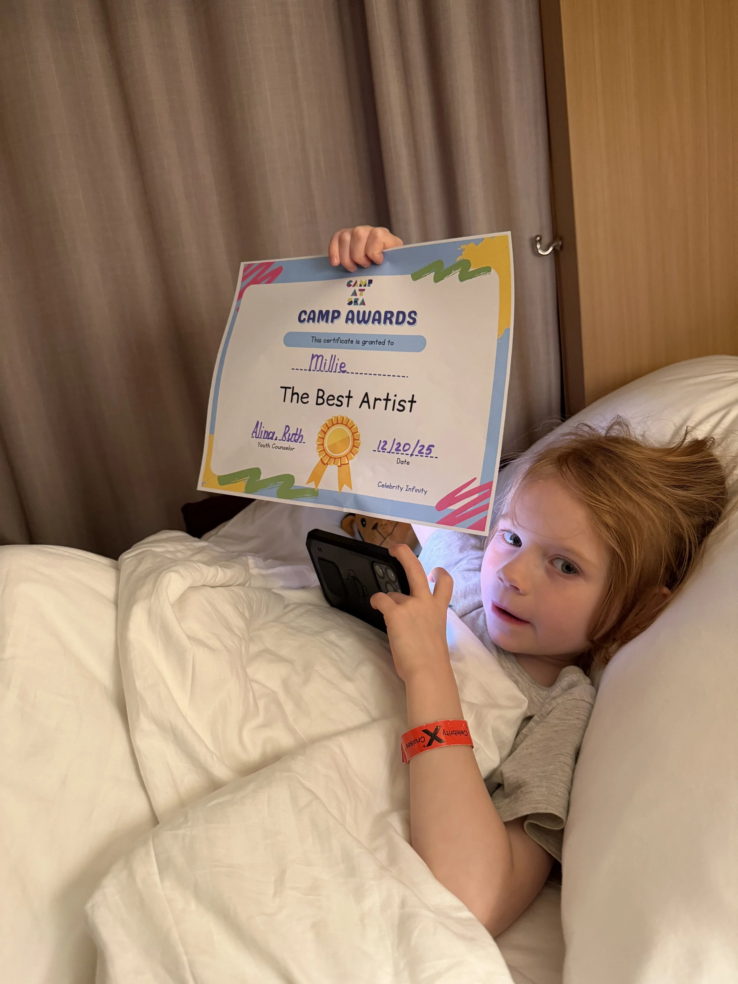 celebrity infinity camp at sea award millie.JPG