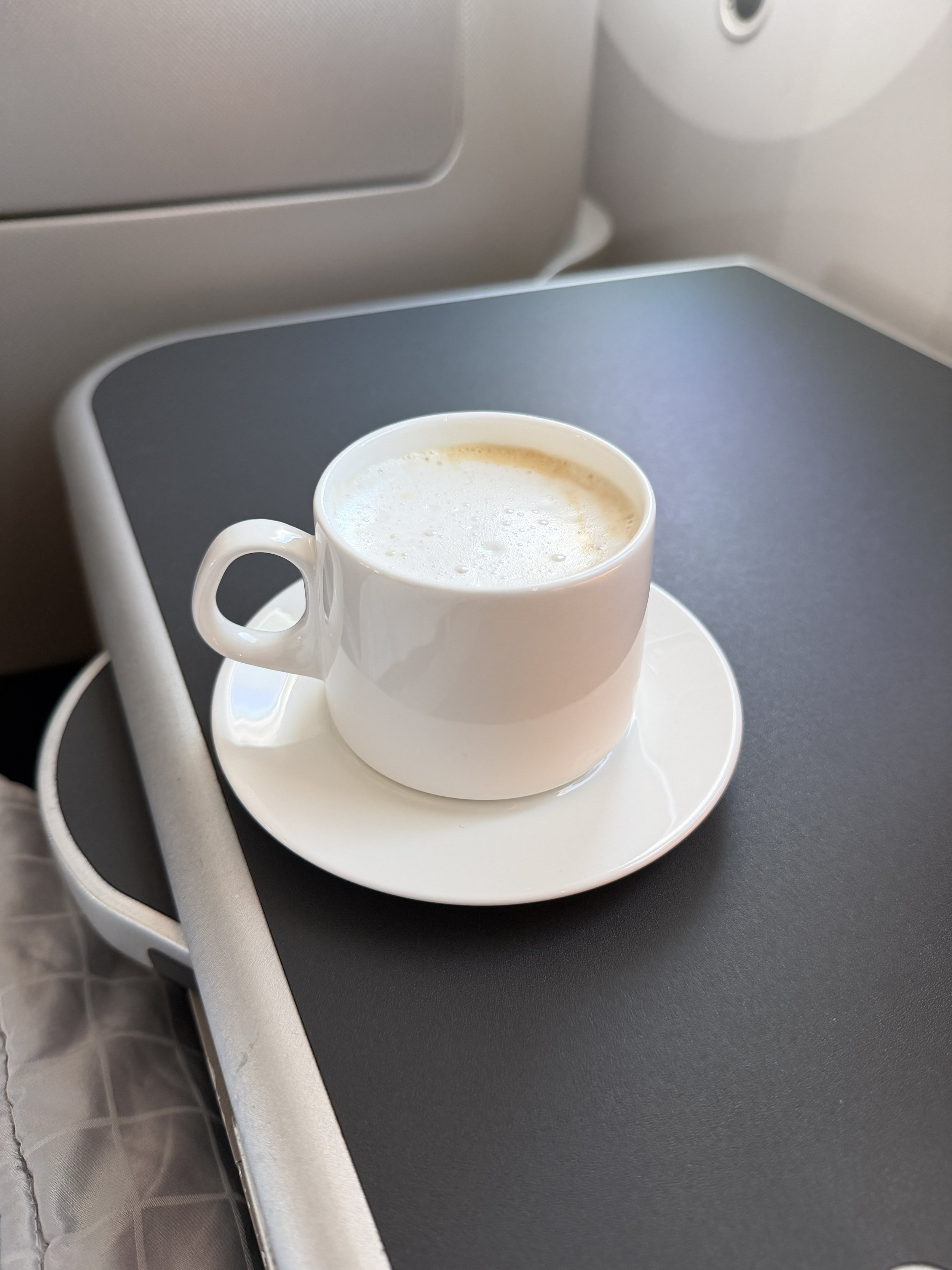 Qantas business class latte
